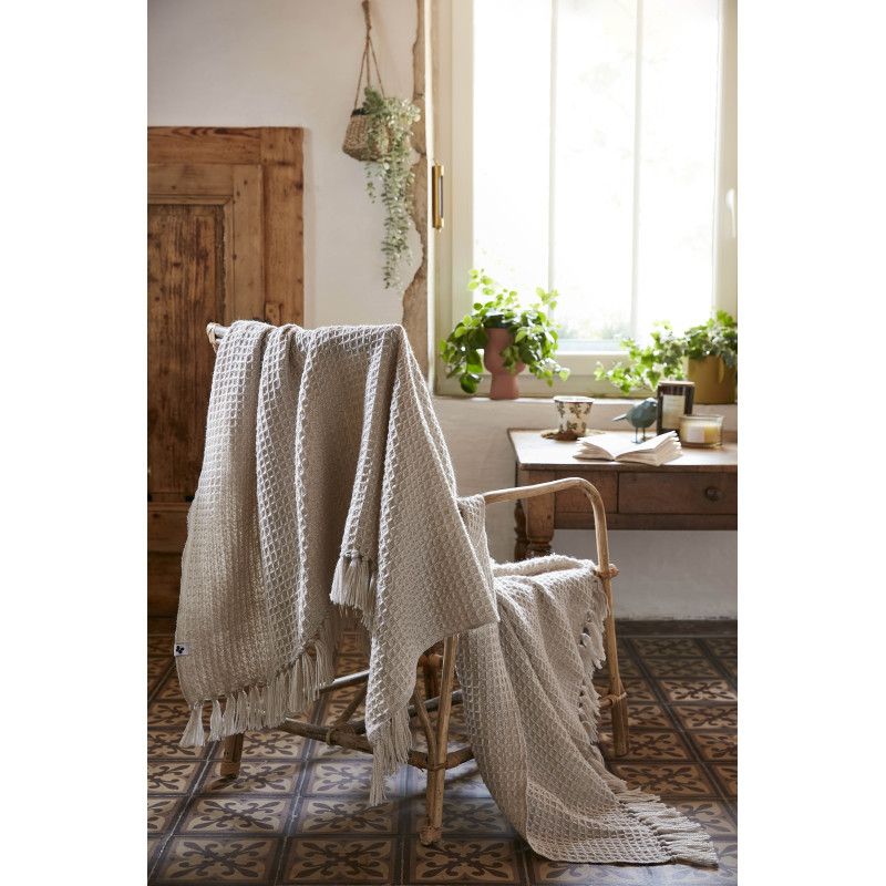 Plaid en coton pur L'EFFET PAPILLON Beige