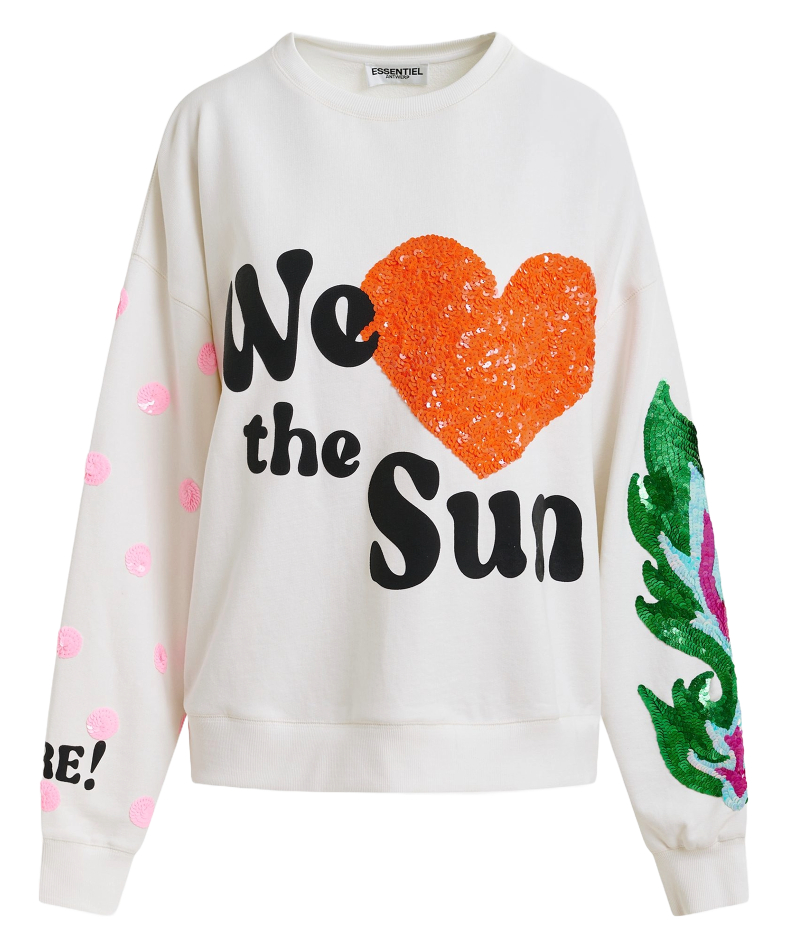 Sweat ample imprimé à broderies paillettes ESSENTIEL ANTWERP Blanc