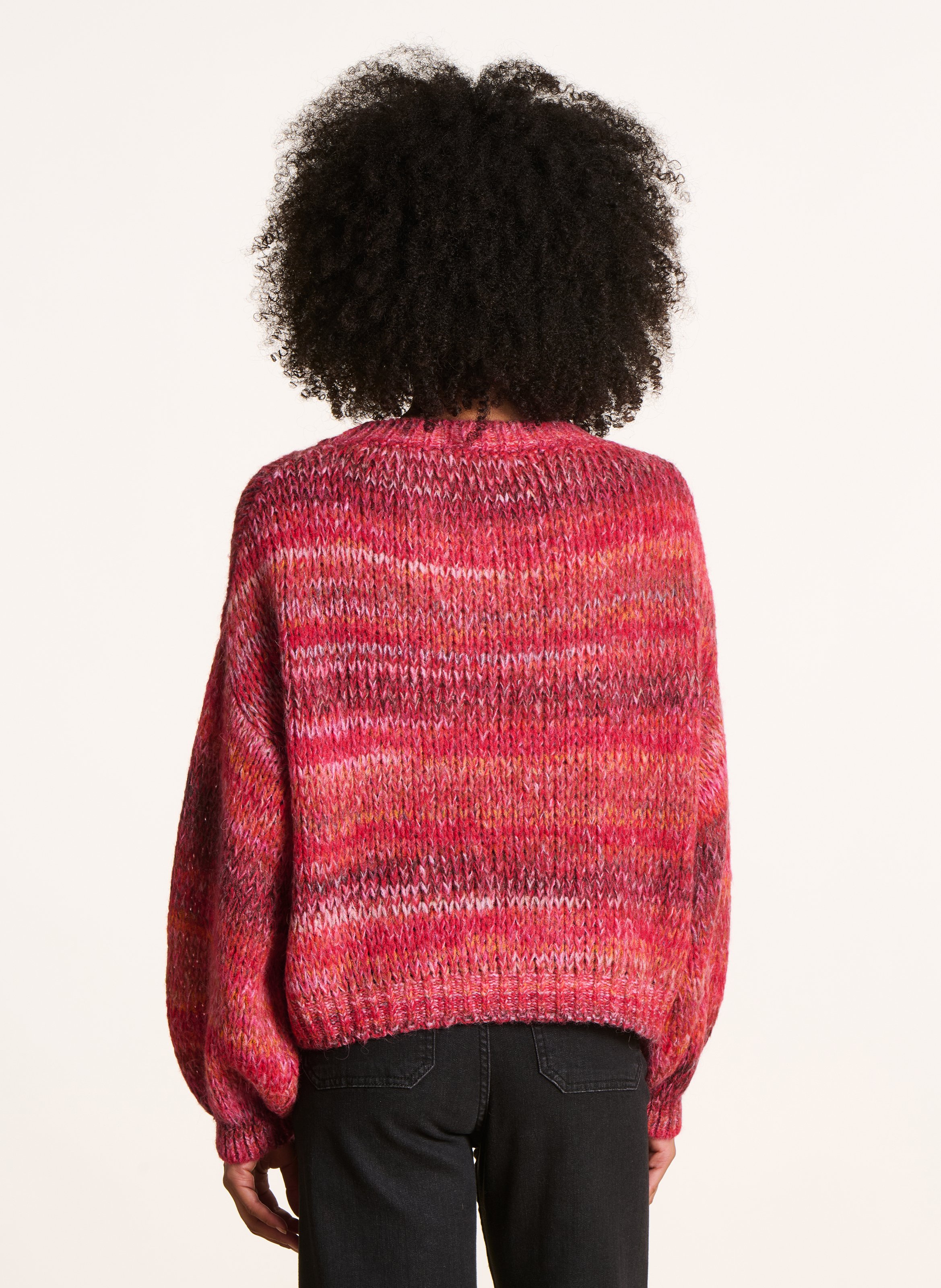 Pull col rond  LA FEE MARABOUTEE Rose