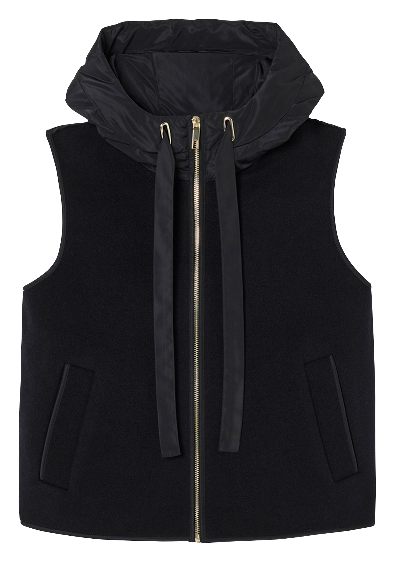 Gilet à capuche droit en laine mélangée ZAPA Bleu