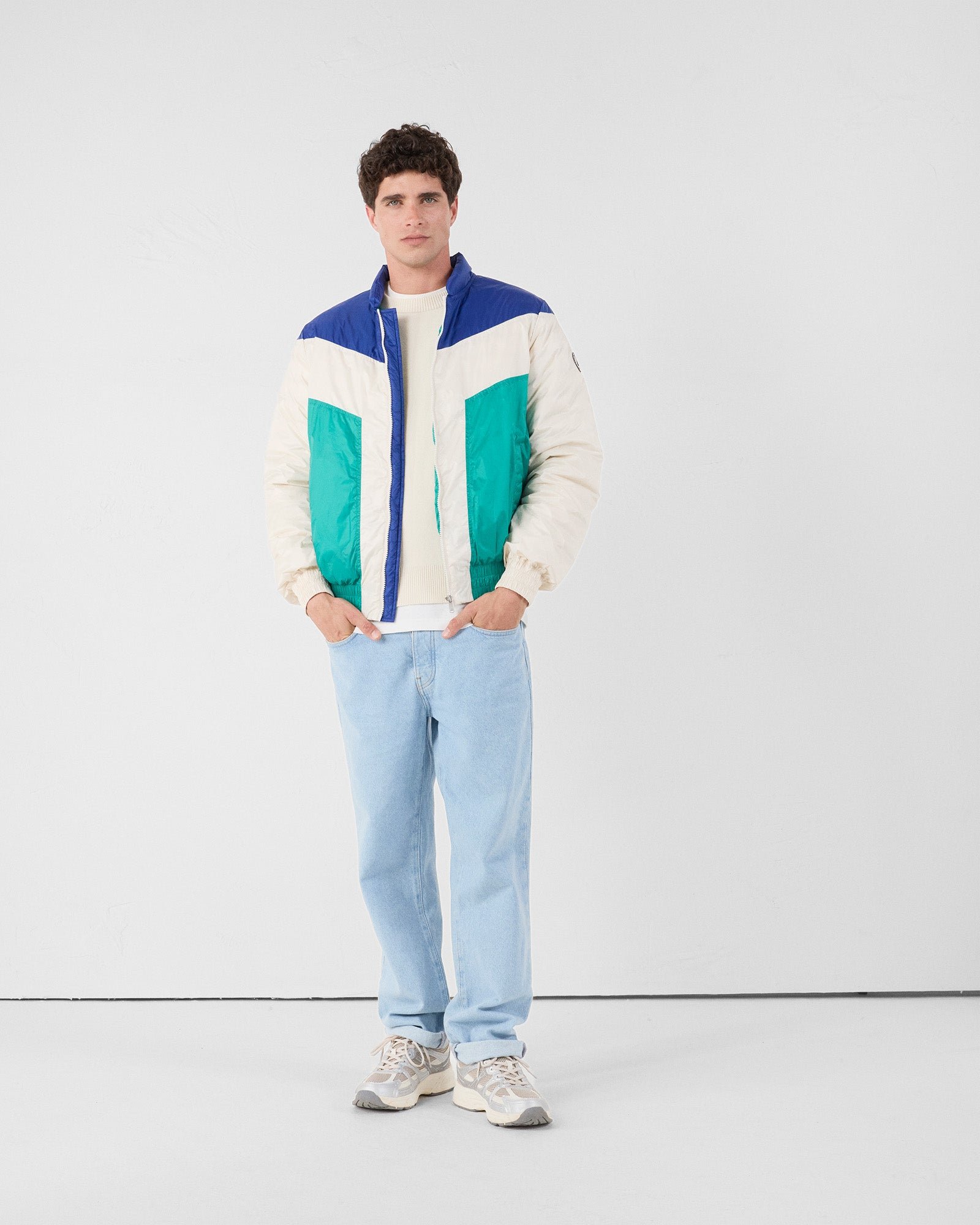 Puffer jacket in cobalt/persian green spirit joan. JOTT Blue