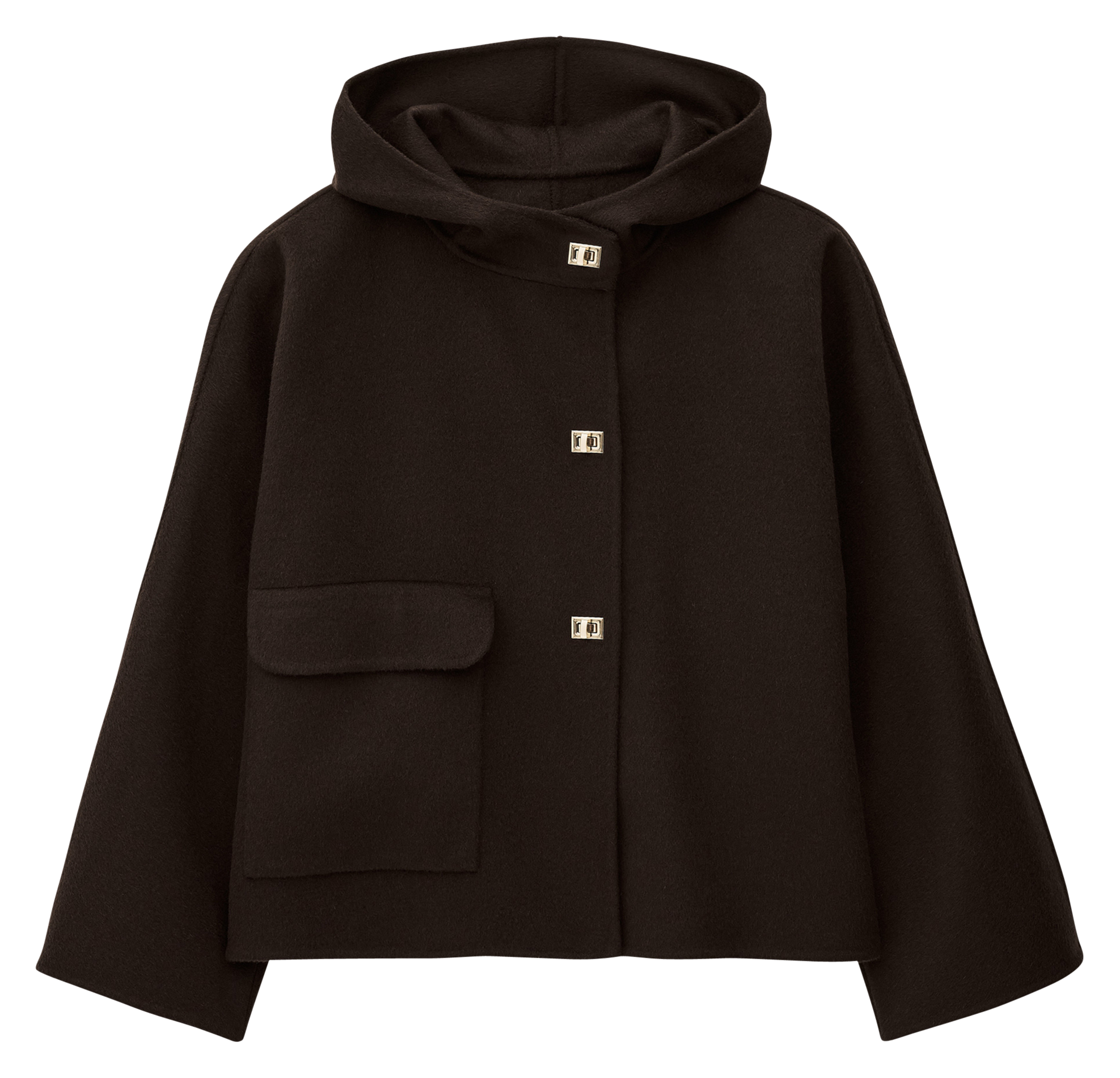 Manteau court à capuche en laine BA&SH Marron