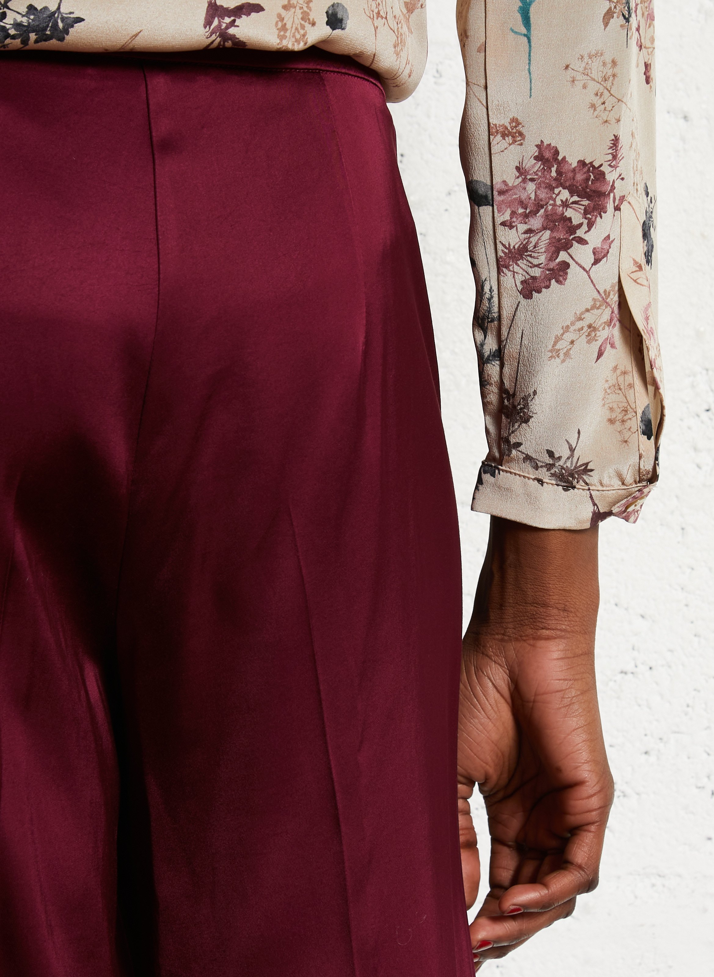 Pantalon large en satin MOMONI Rouge