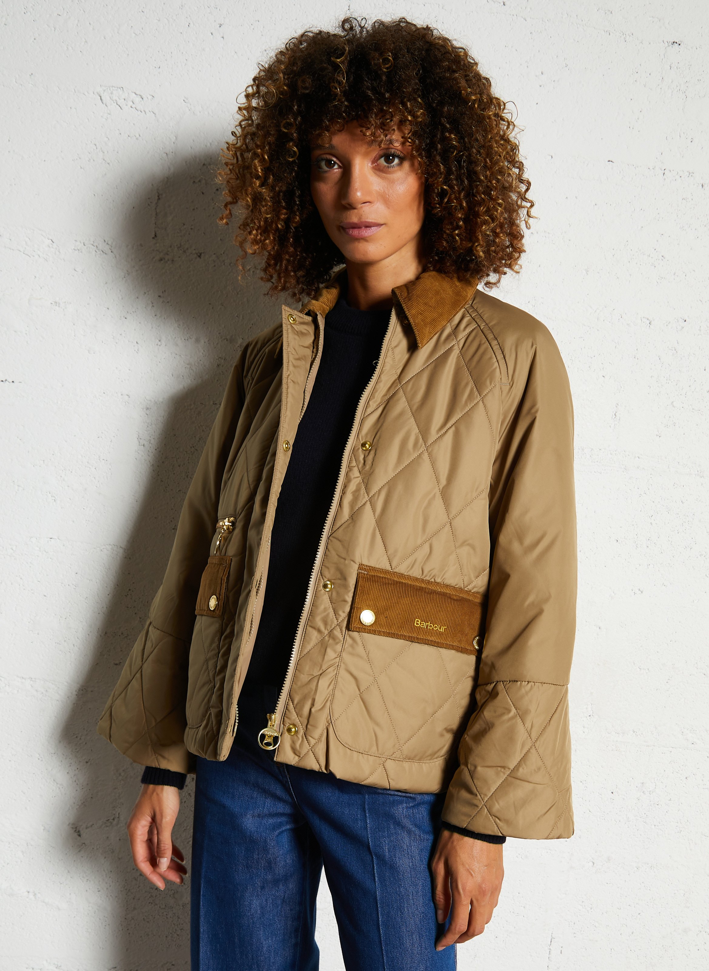 Veste col classique en velours côtelé BARBOUR Beige