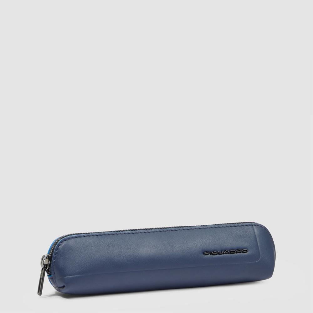 Leather pen case PIQUADRO Blue