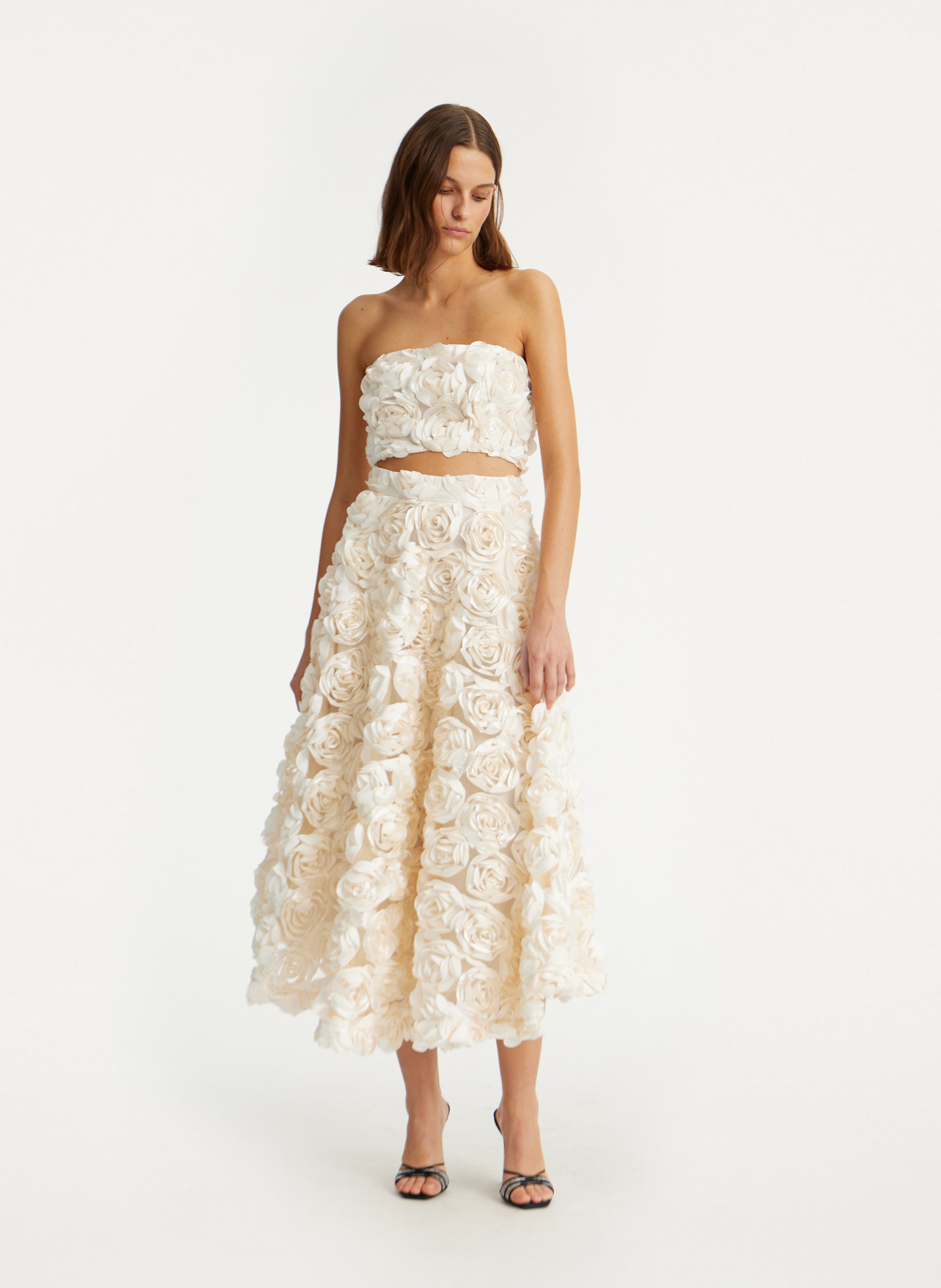 Jupe longue fleurie ROTATE Blanc