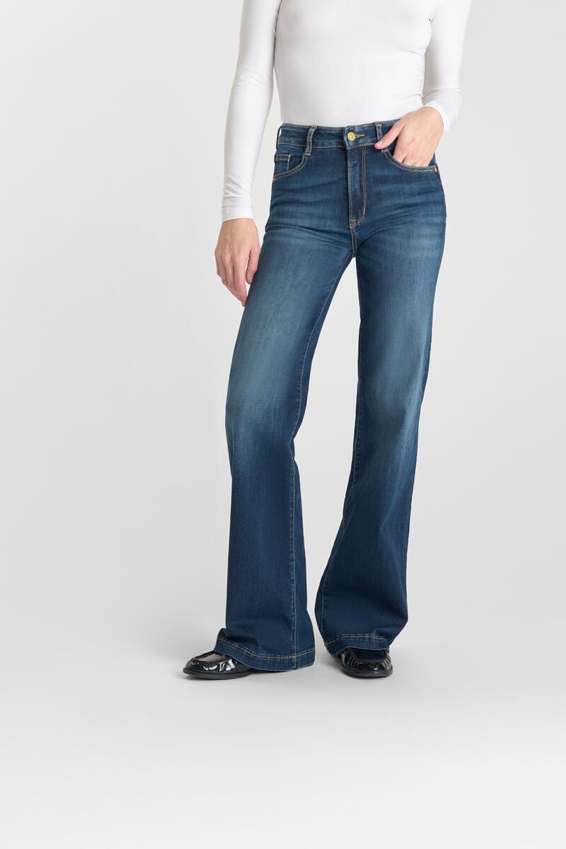 High waist flare jeans, 34 length LE TEMPS DES CERISES Blue