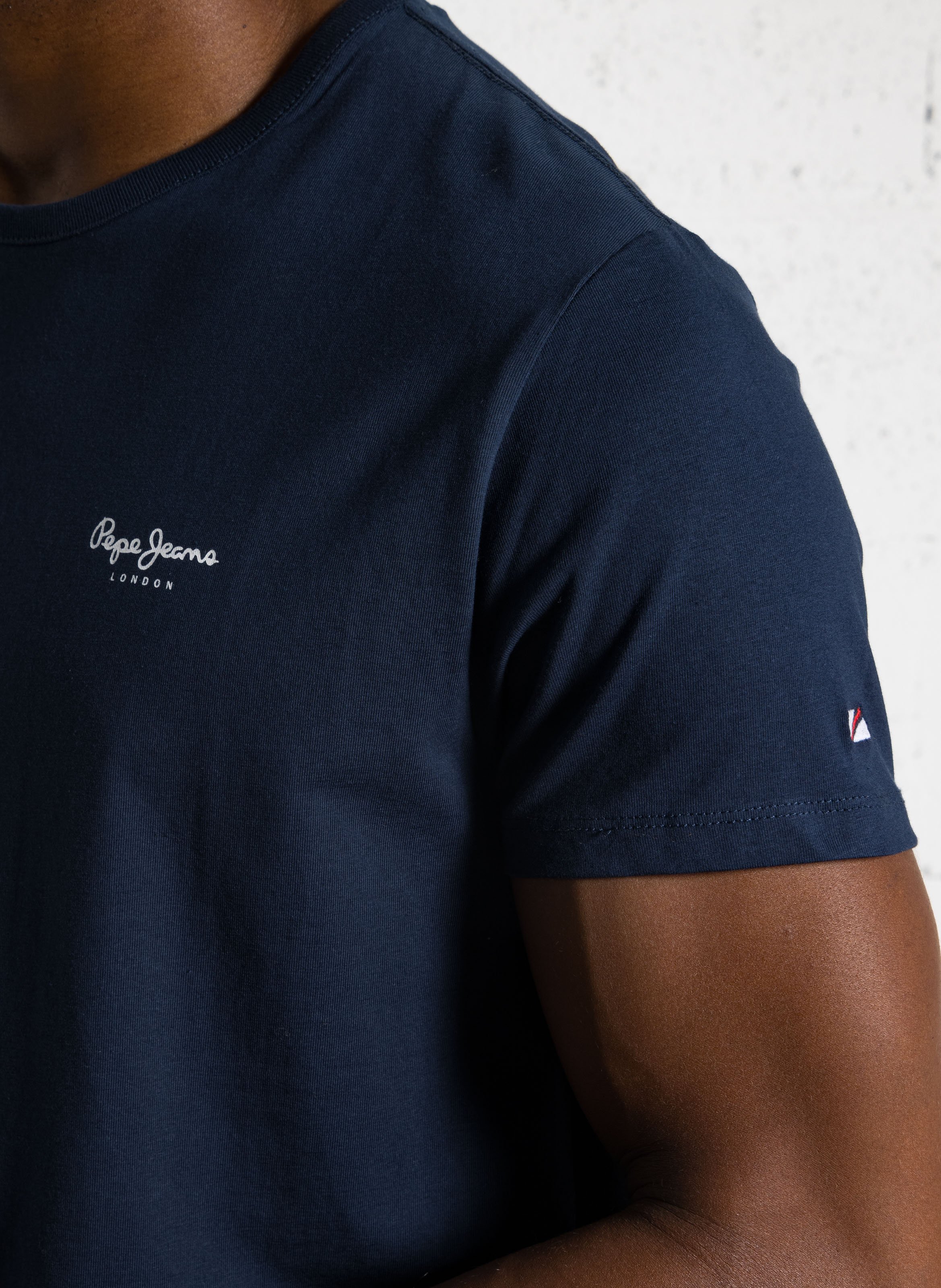 Straight cotton-blend T-shirt PEPE JEANS Blue
