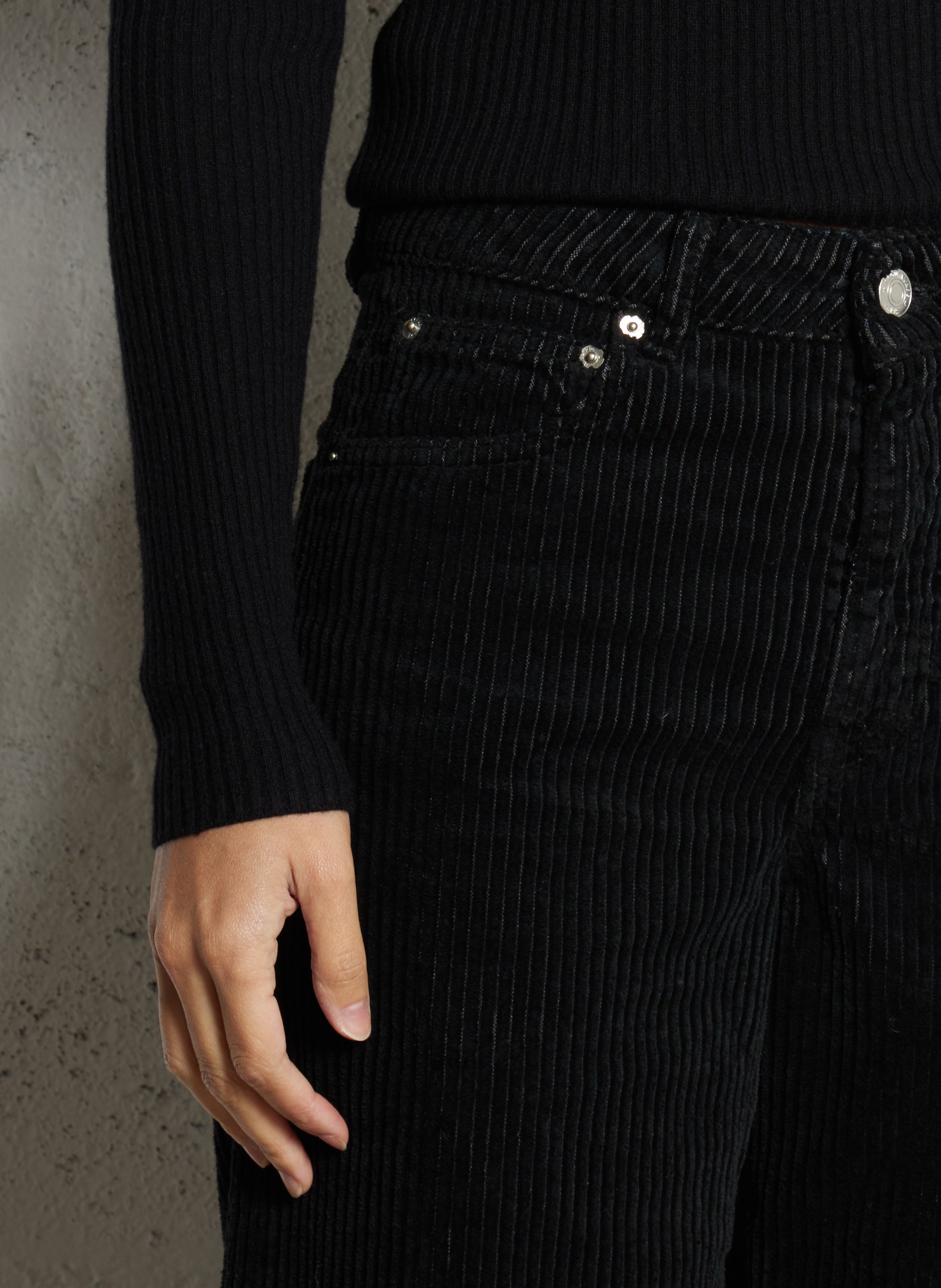 Wijde broek van ribfluweel van katoen ACQUAVERDE Zwart