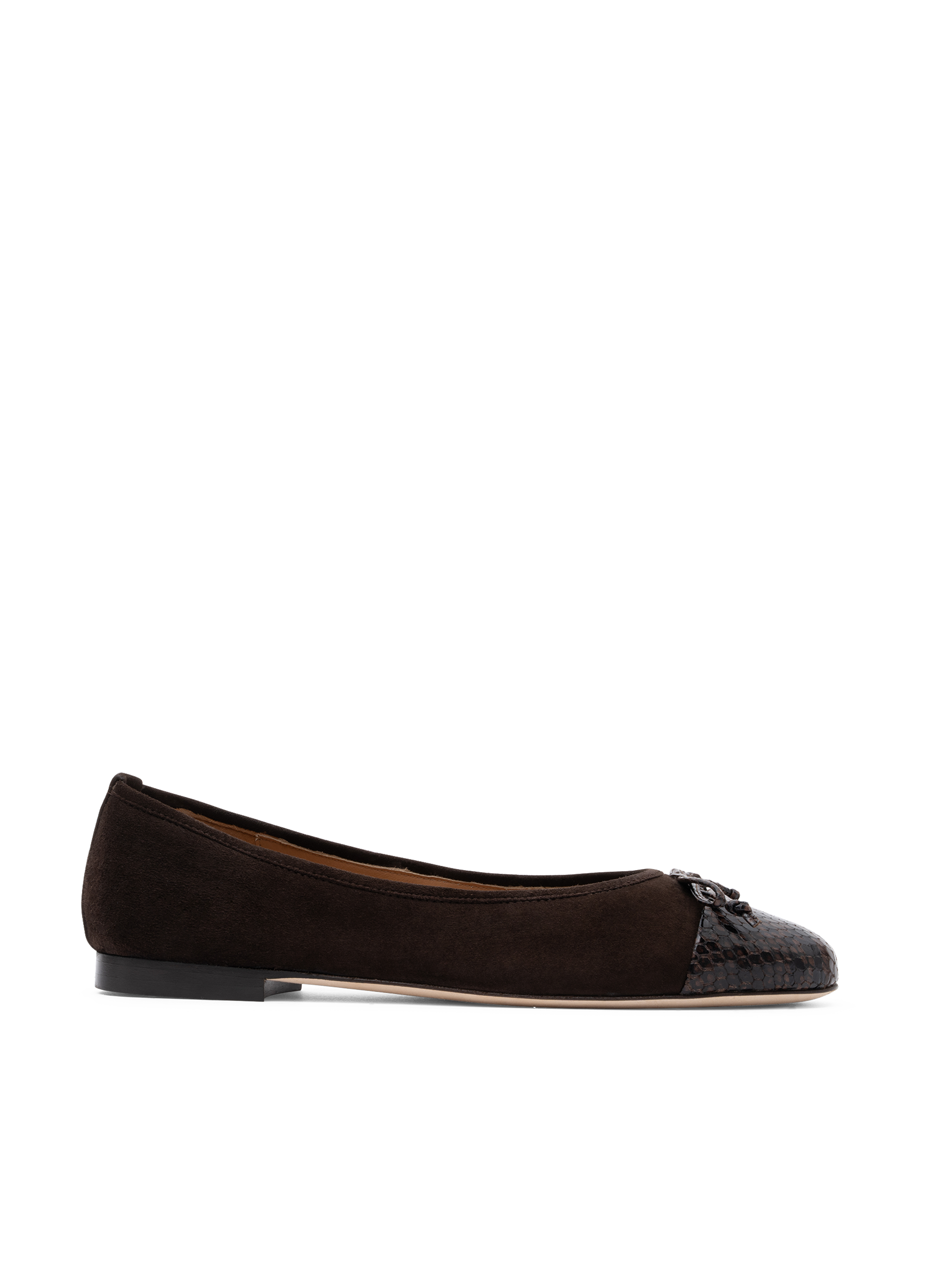 Snake print leather ballerina flats PARALLELE PARIS Brown