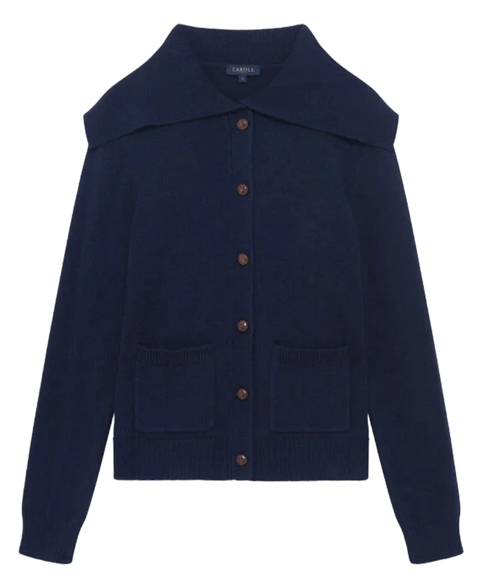 Gilet en laine mélangée col montant CAROLL Bleu