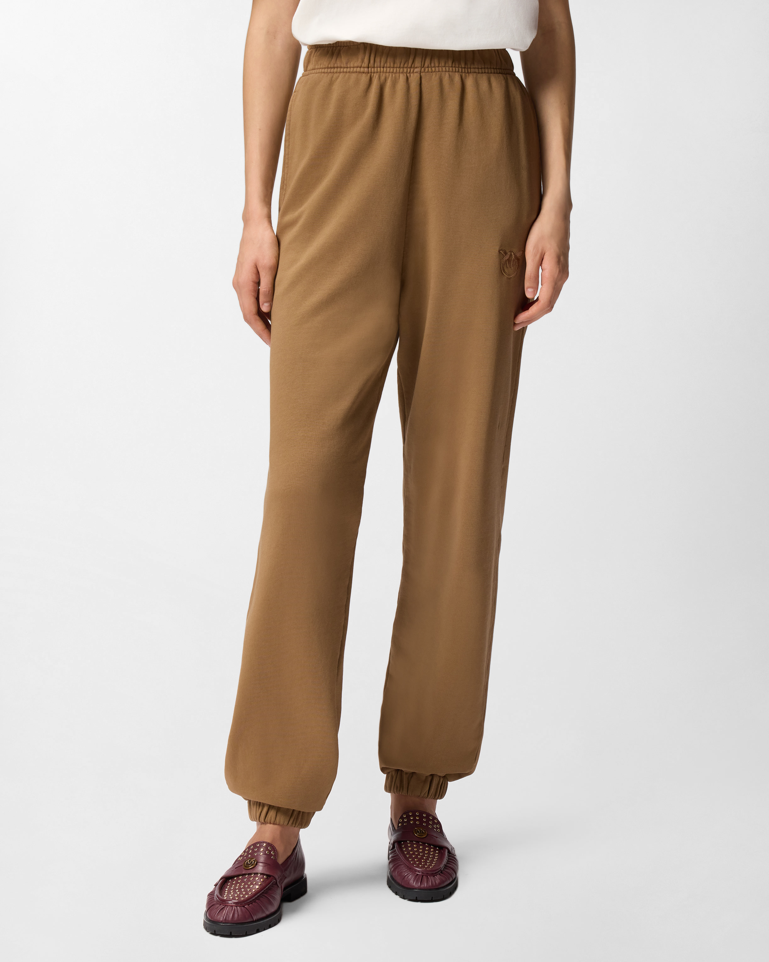 Fleece jogging pants with logo PINKO Brown