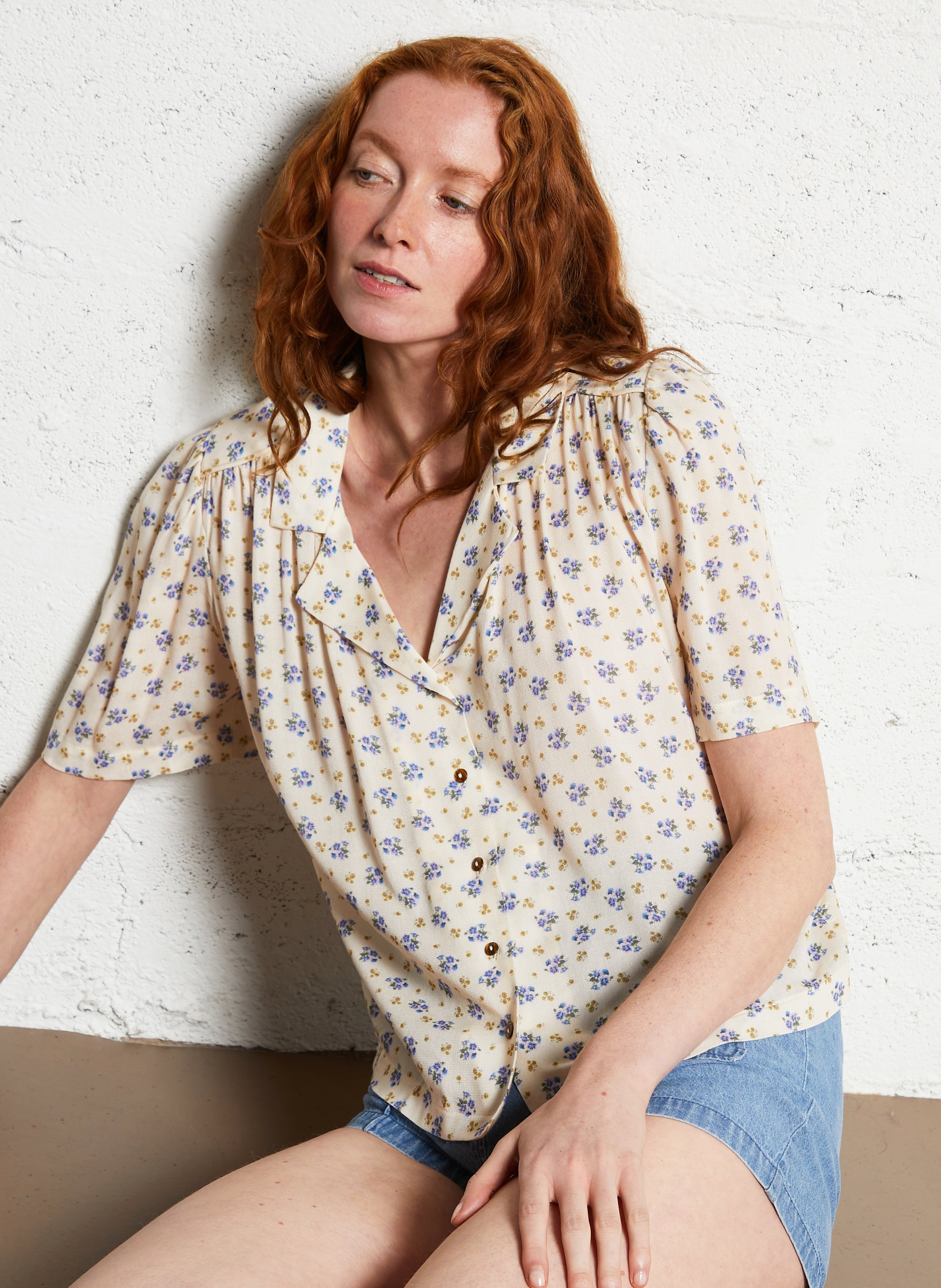 Overhemd met bedrukte revers EMILE ET IDA Blauw