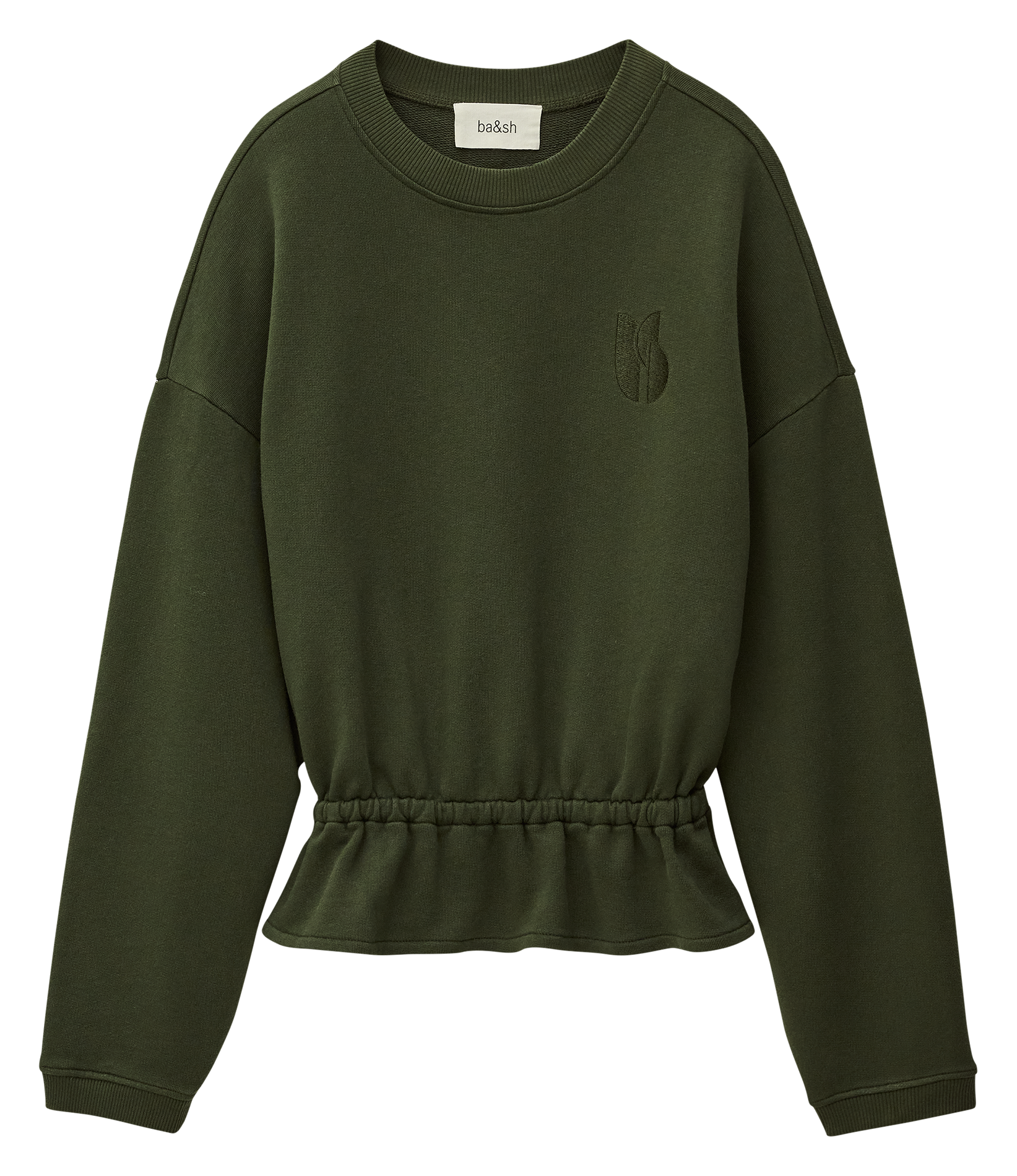 Sweat col rond en coton mélangé BA&SH Kaki