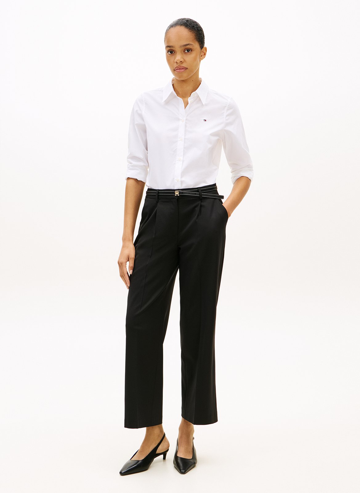 Chemise droite en coton mélangé TOMMY HILFIGER Blanc