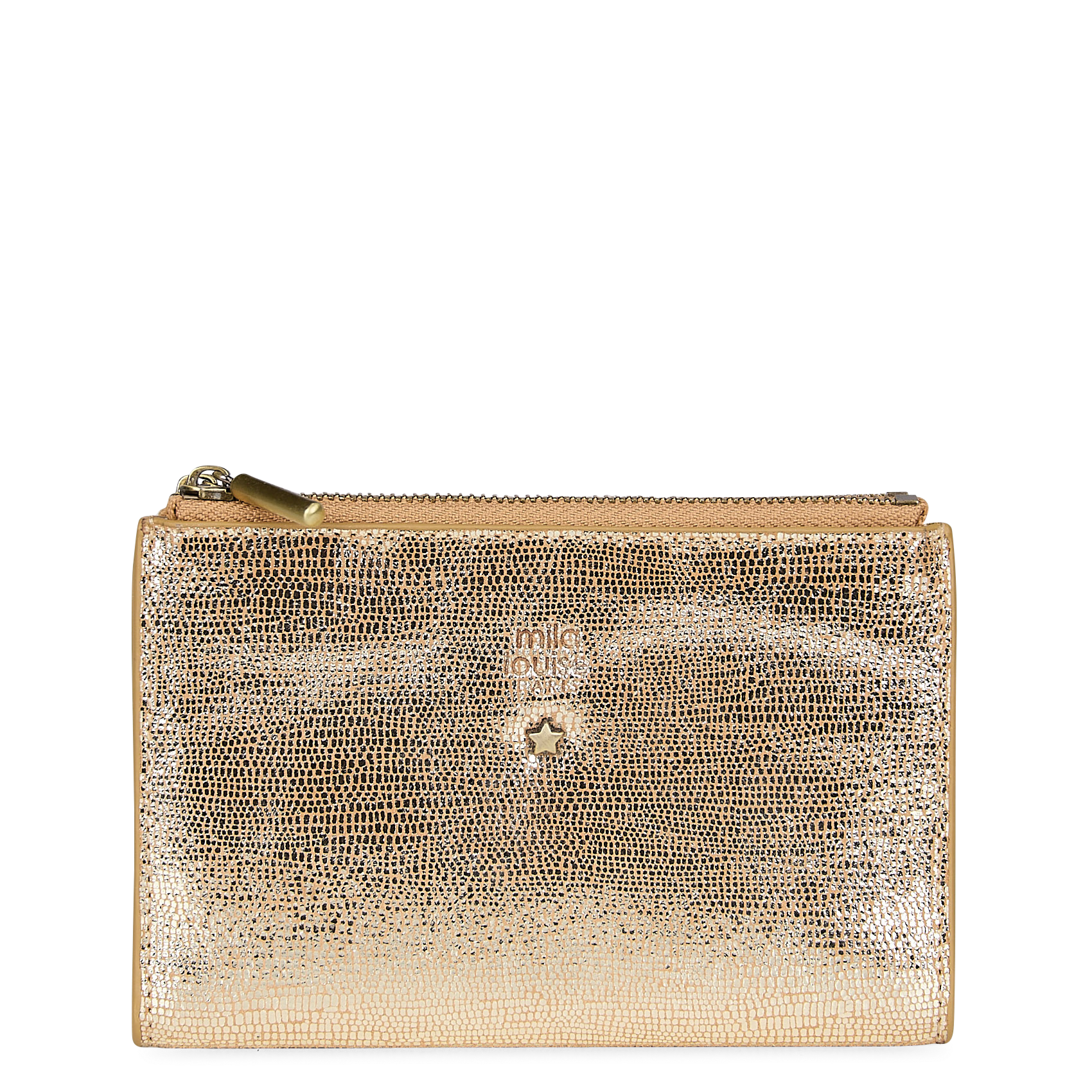 Glanzende, leren portefeuille MILA LOUISE Beige