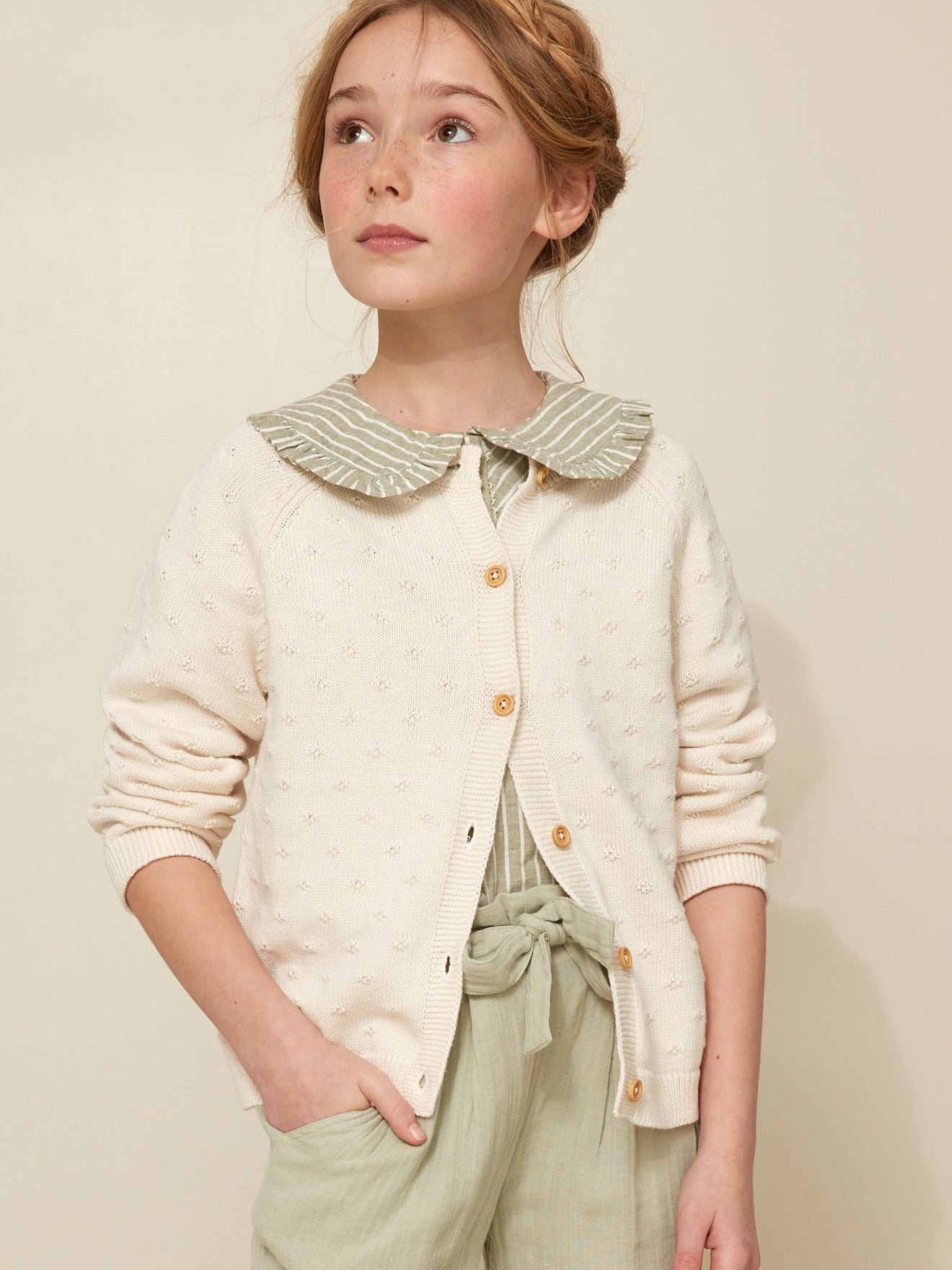 Stylish knit cardigan CYRILLUS White