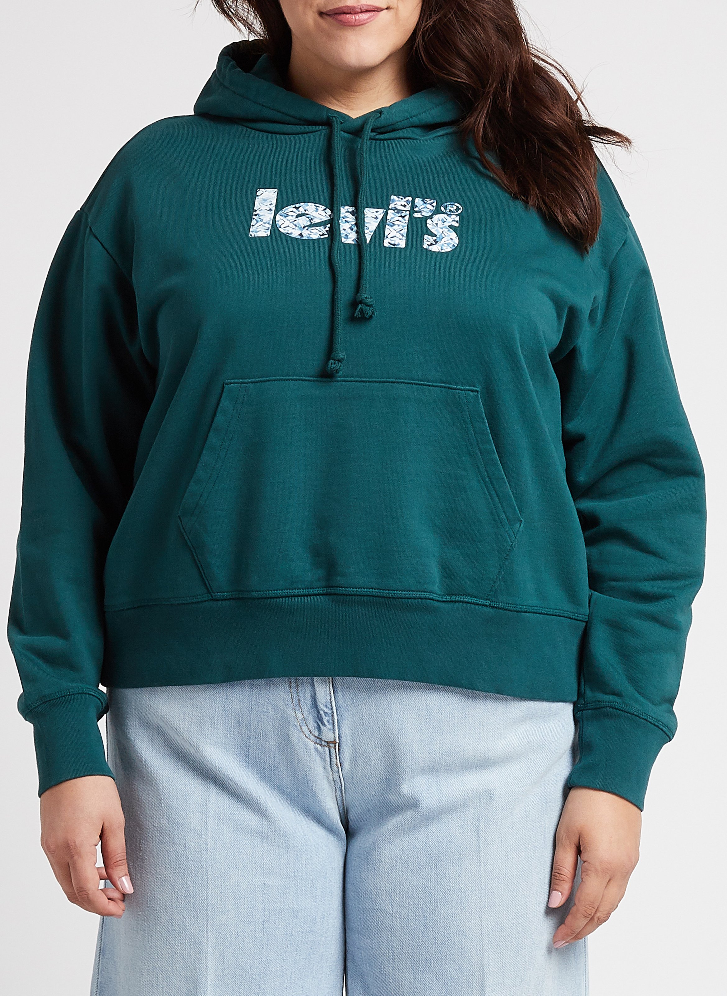 Sweat à capuche sérigraphié en coton mélangé  LEVI'S Vert