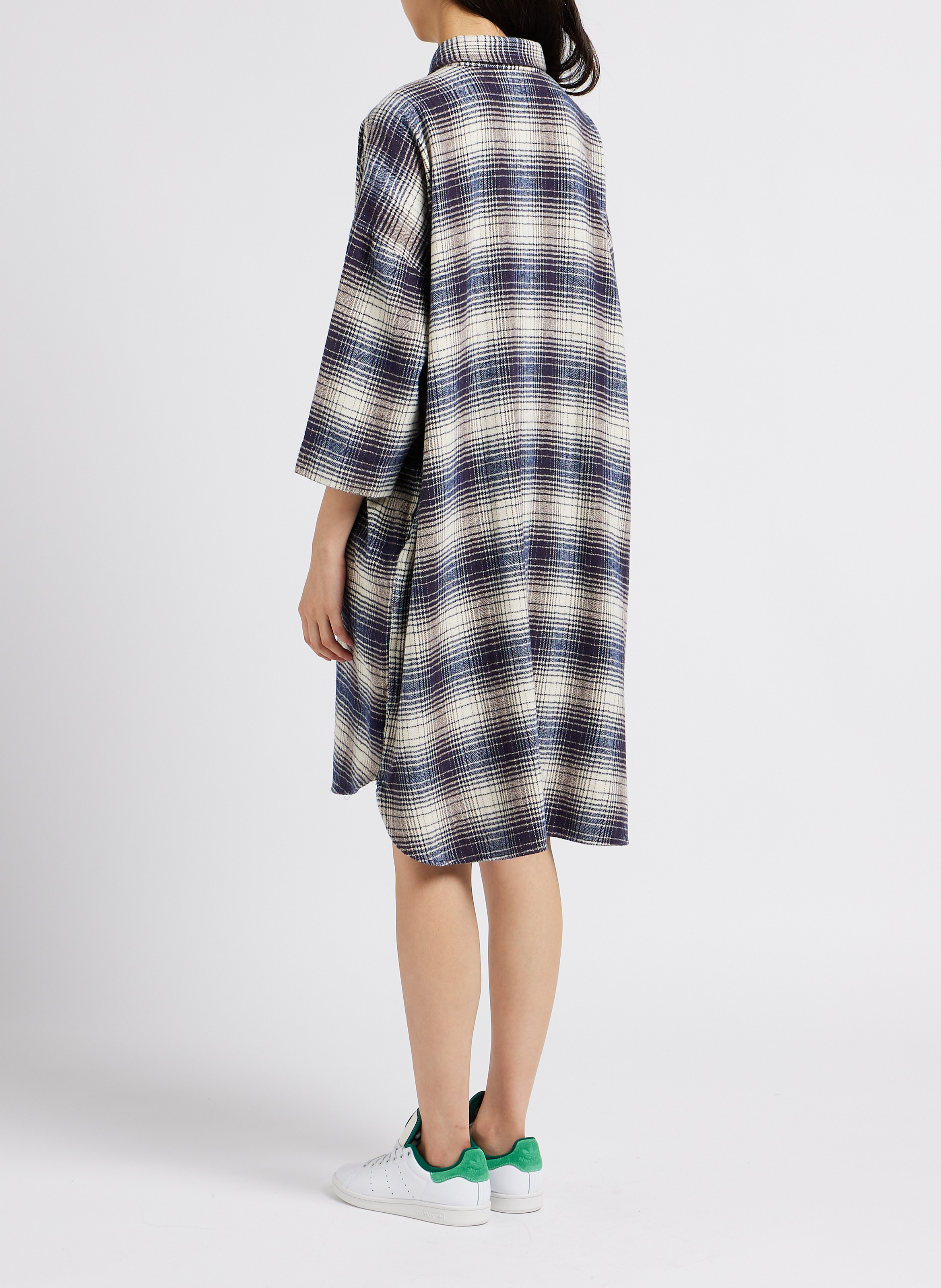 Checked cotton cardigan with classic collar BELLEROSE Green