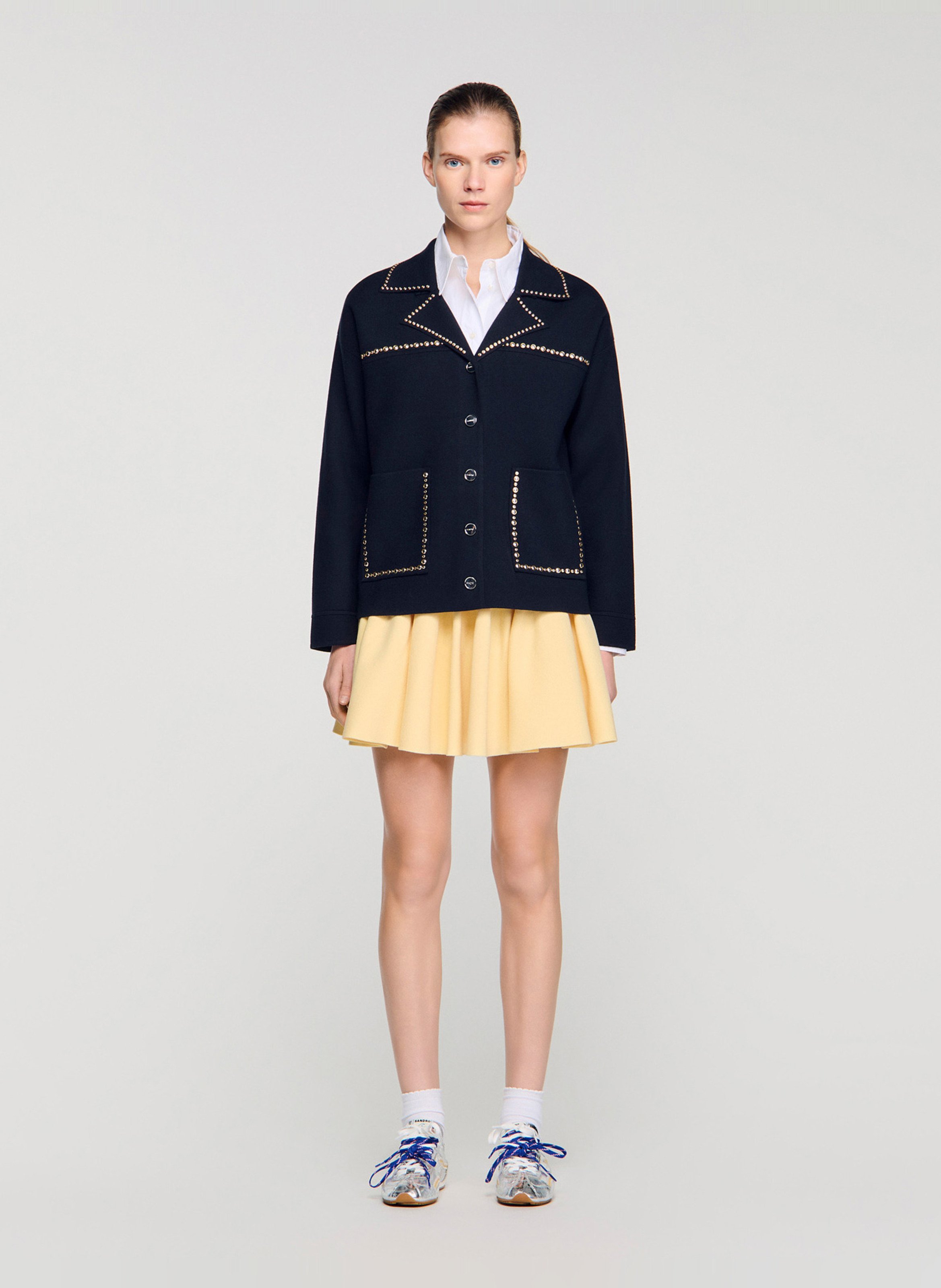 Oversized Tailored Collar Cardigan SANDRO Blue