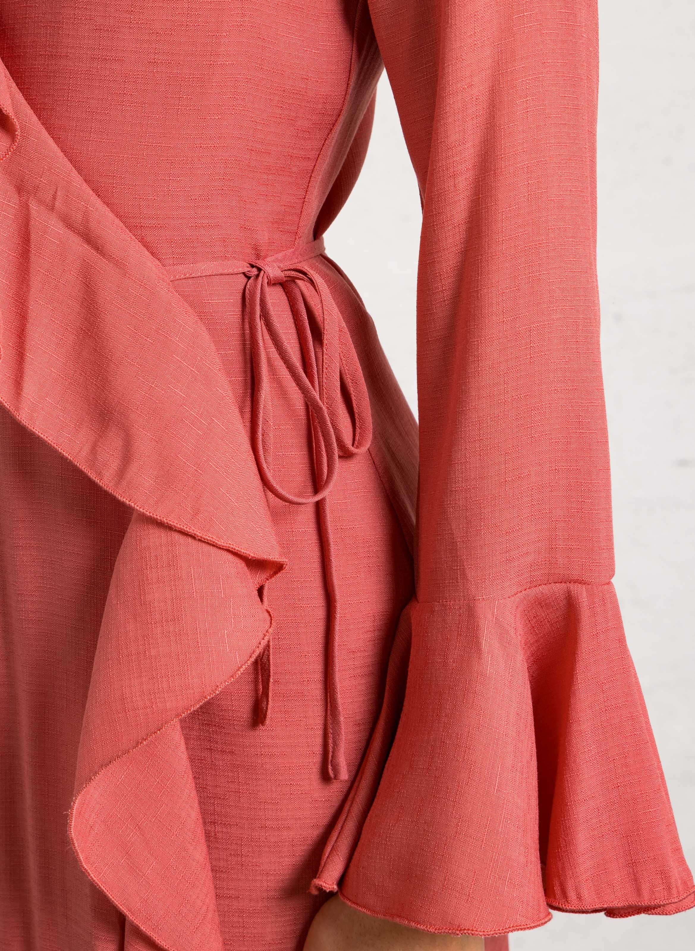 Robe midi portefeuille à volants LA PETITE ETOILE Rose