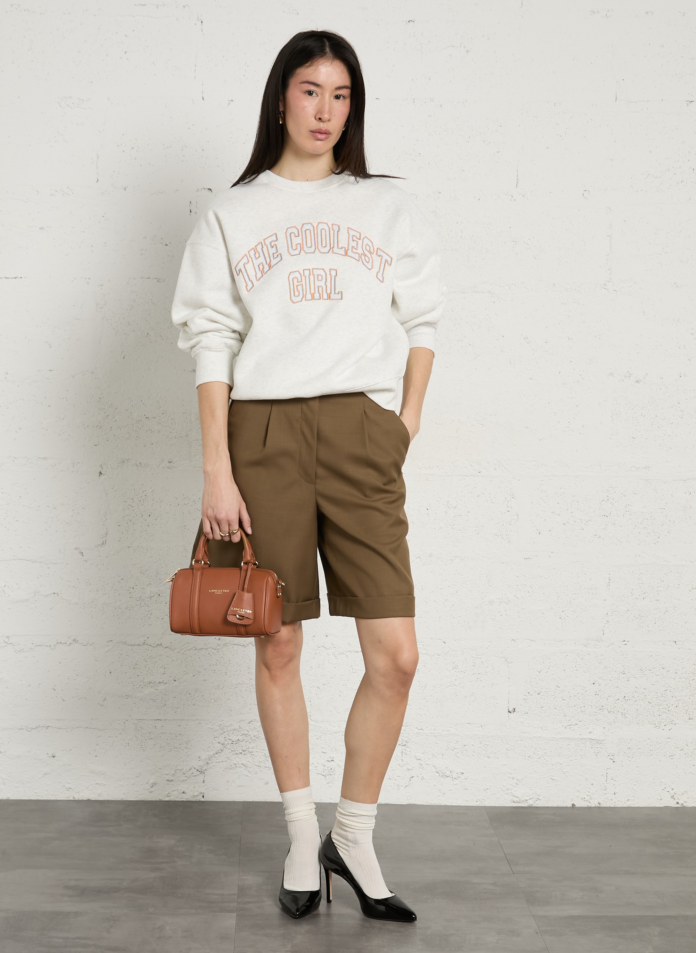 Small grained leather duffle bag LANCASTER PARIS Brown