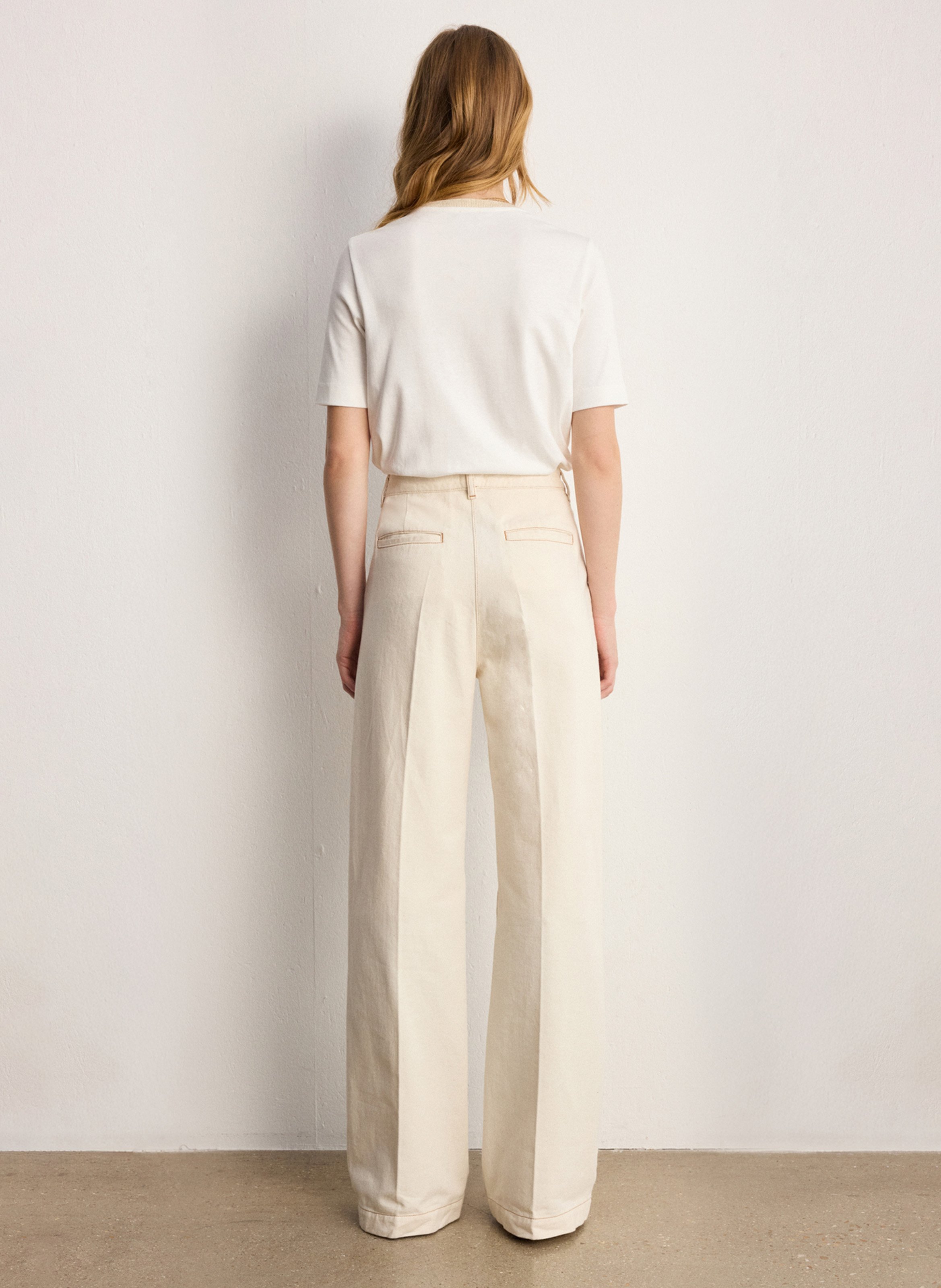 Jean droit en coton PABLO Beige