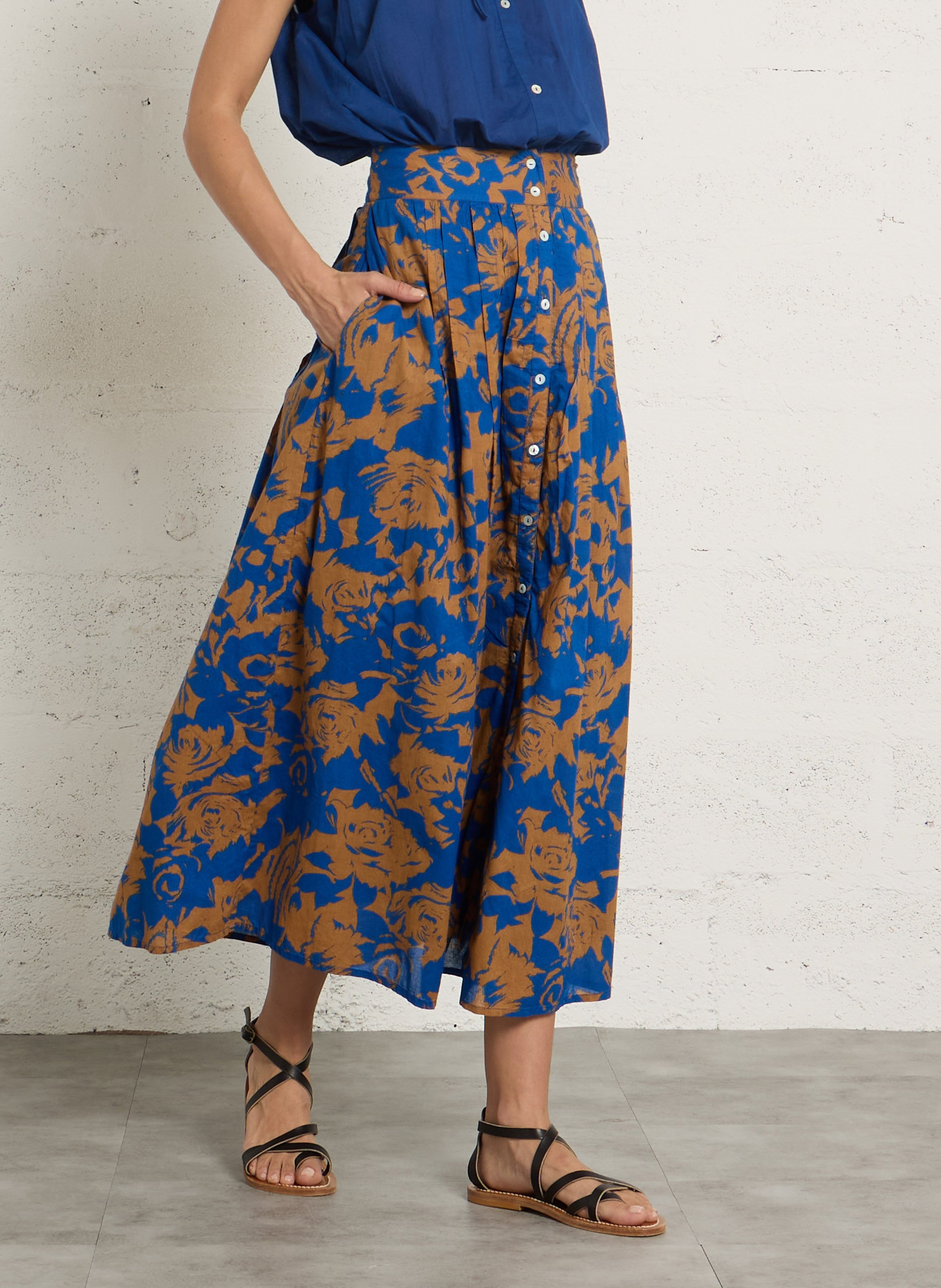 Jupe longue évasée en coton bio LEON & HARPER