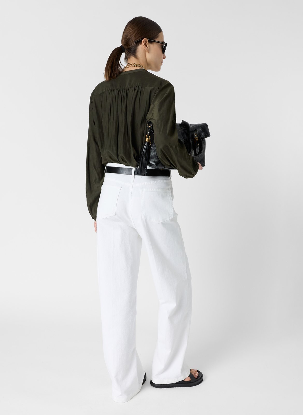 Chemisier droit col rond uni GERARD DAREL Vert