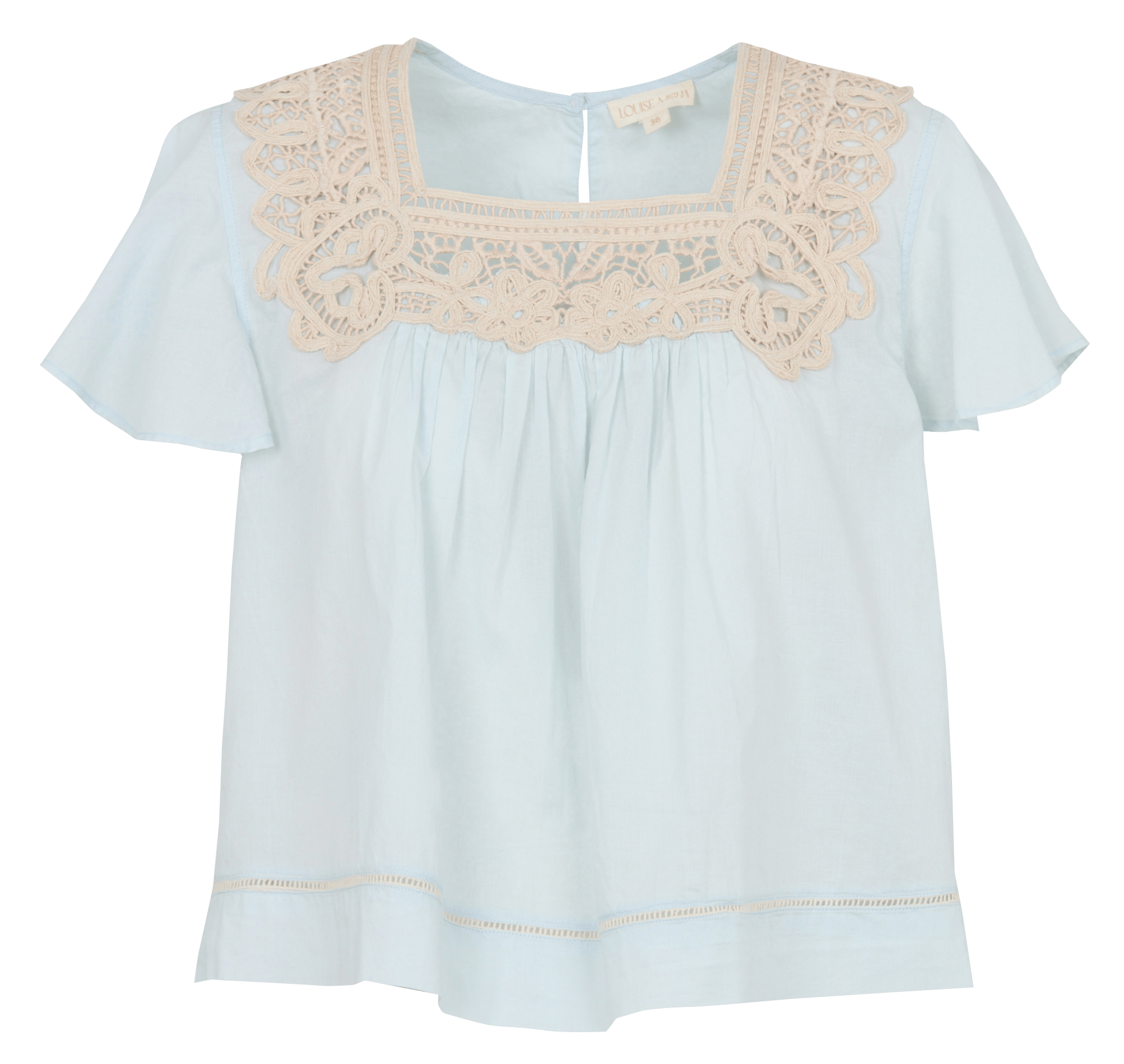 Square neck embroidered top in organic cotton LOUISE MISHA Blue