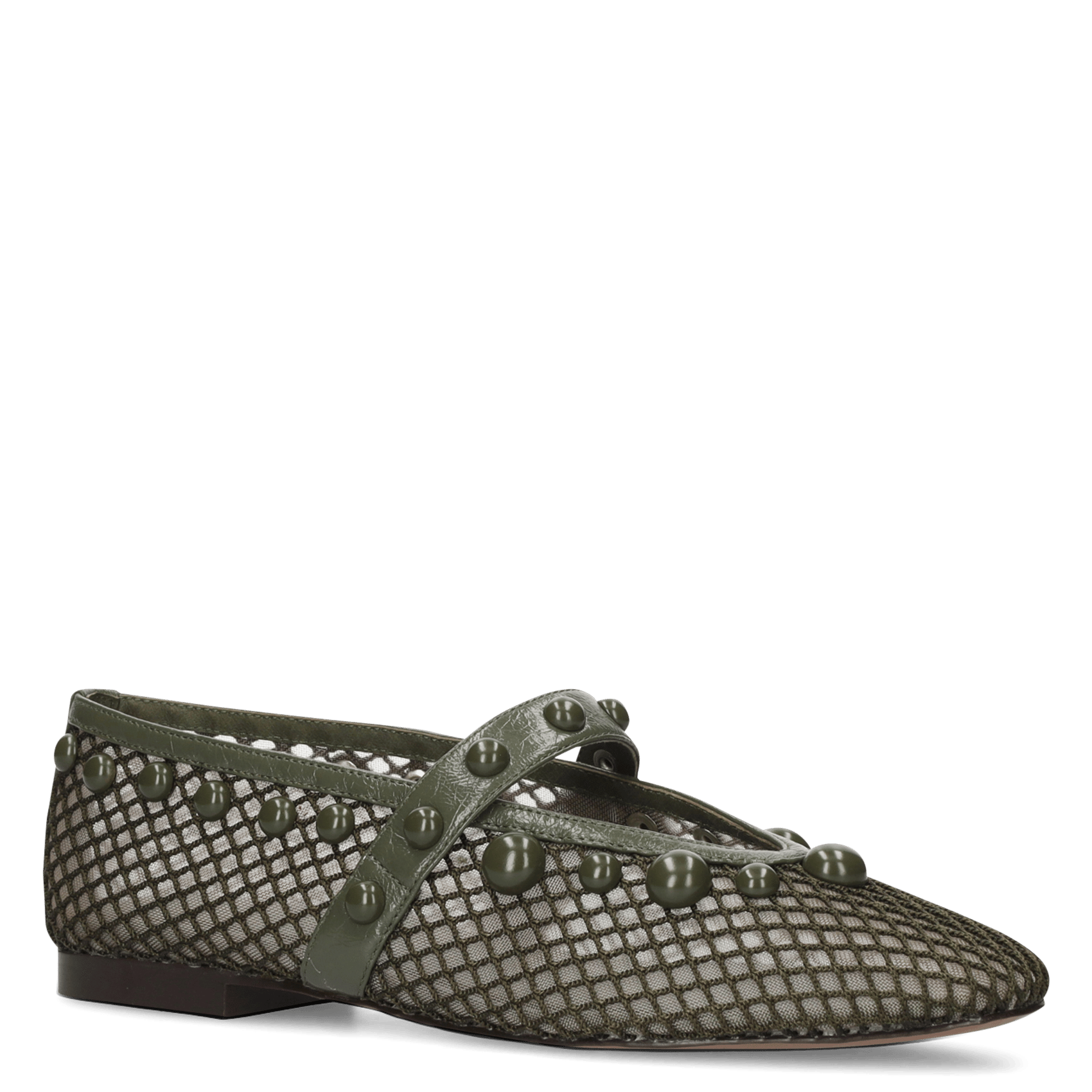 Ballerines plates à détails métalliques Kaki