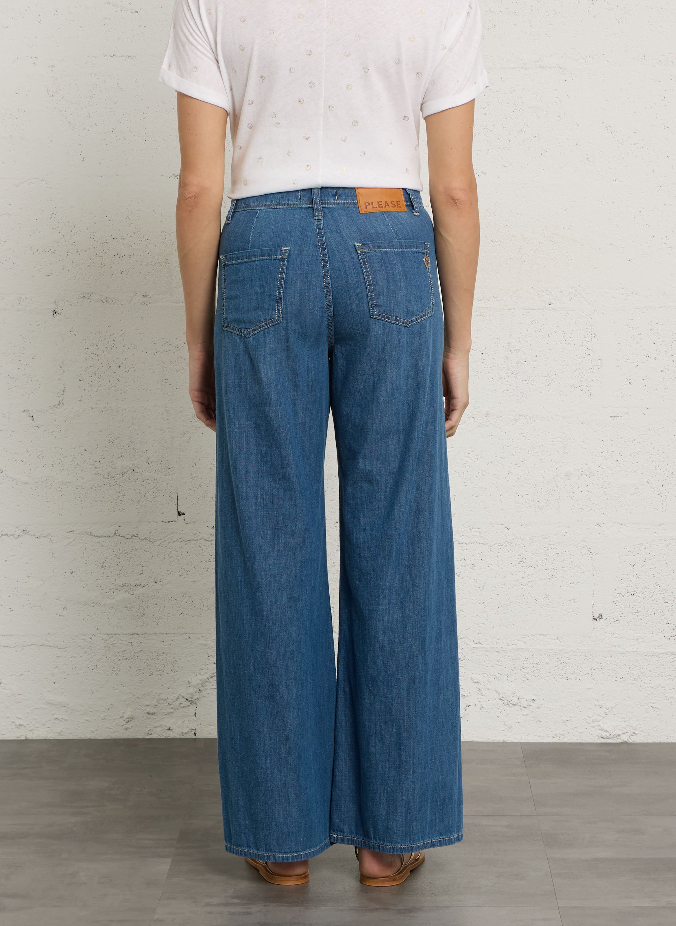 Jeans dritti colorati a 5 tasche PLEASE Blu