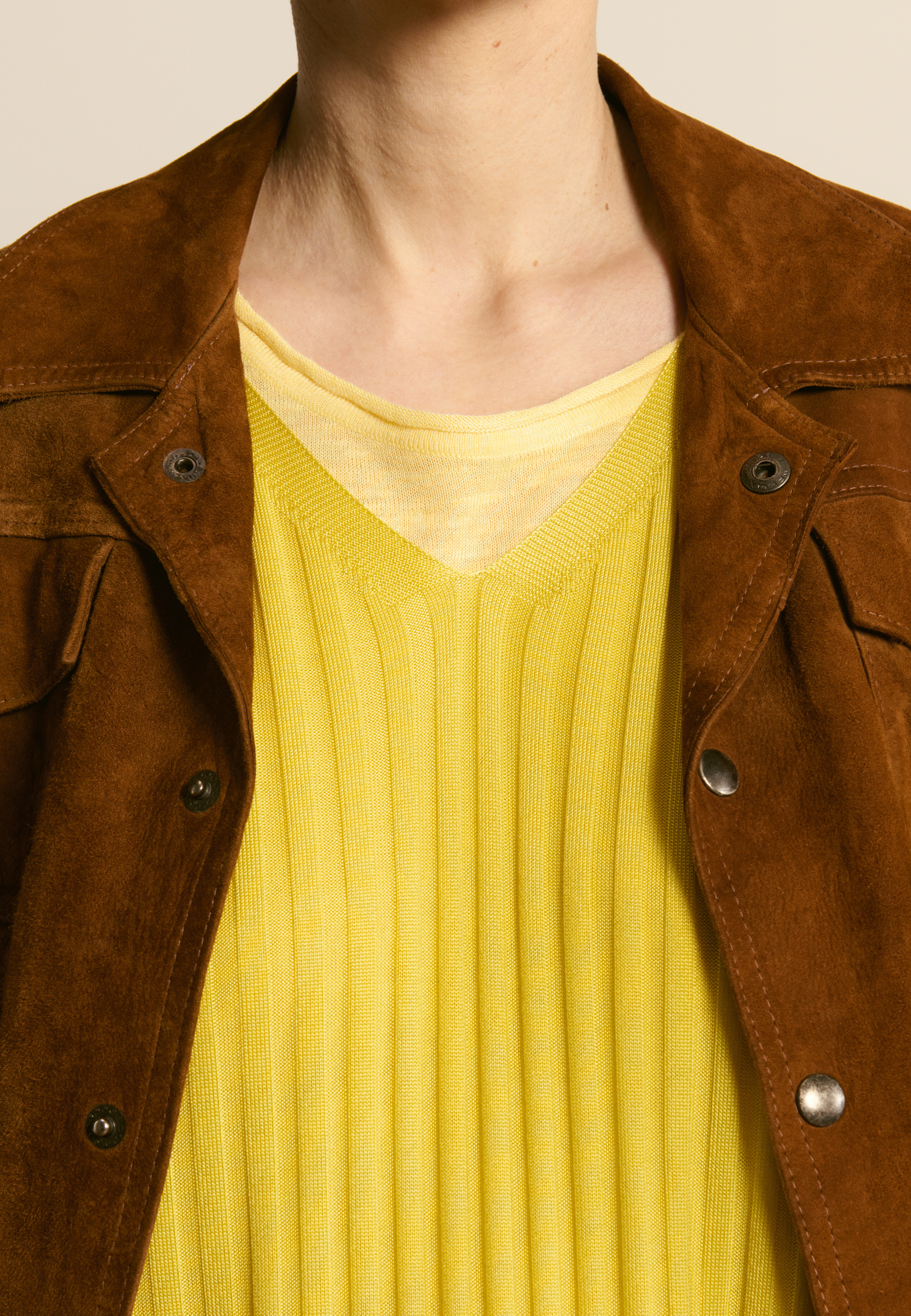 T-shirt col v en fil lumière MAISON MONTAGUT Vert