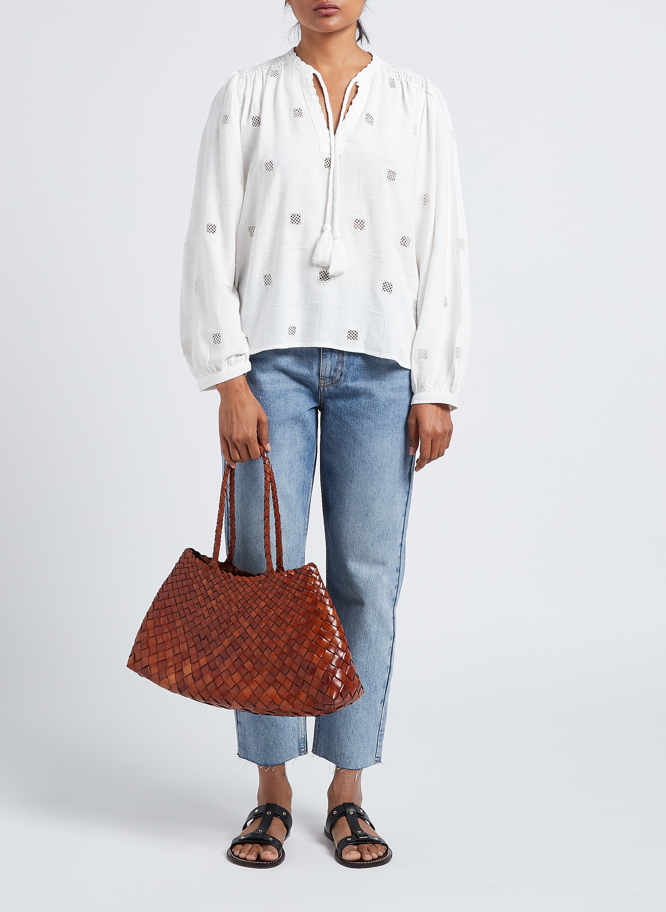 Gevlochten, leren boodschappentas DRAGON DIFFUSION Bruin