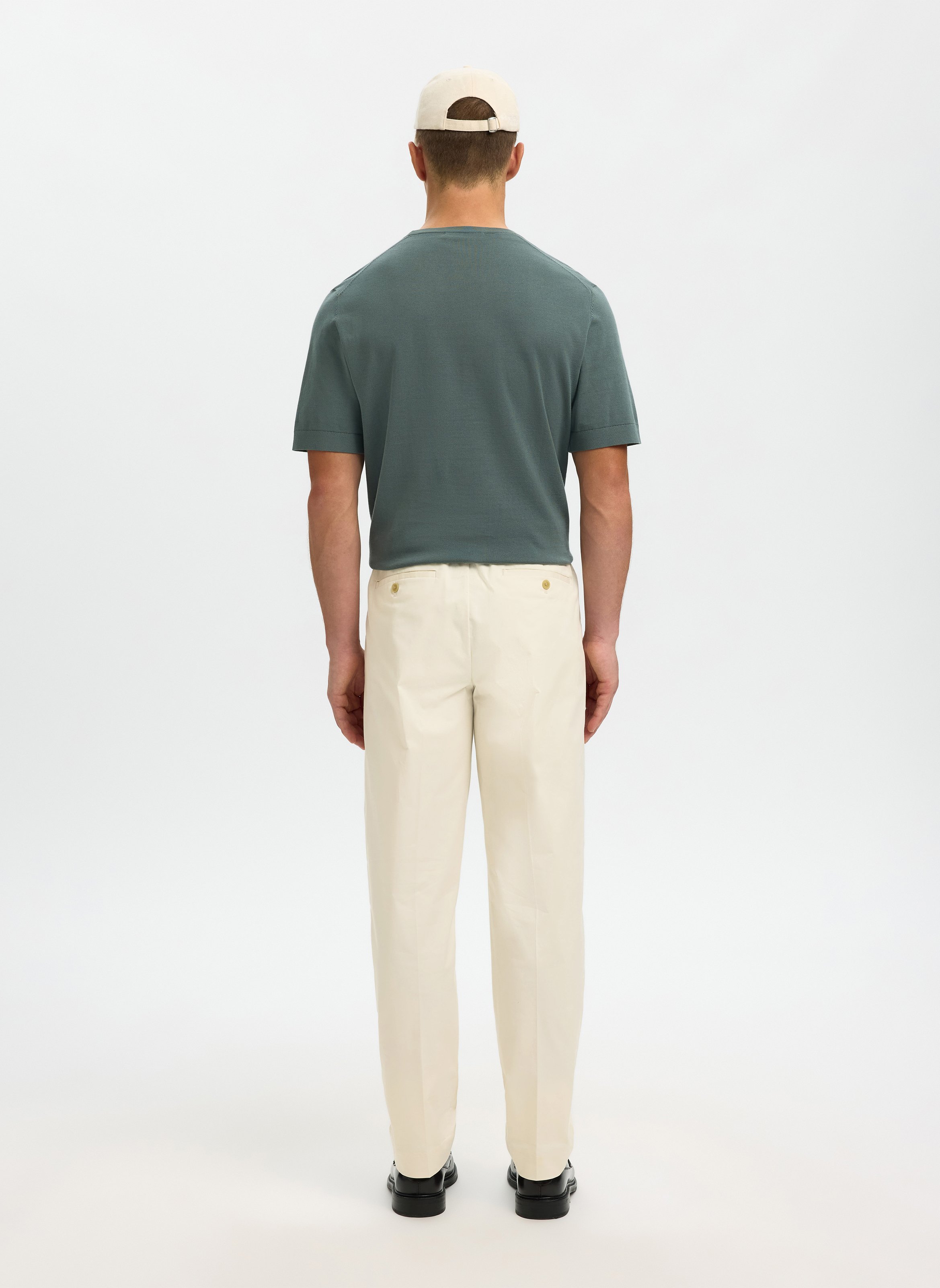 Straight-leg organic cotton-blend pants SELECTED Beige