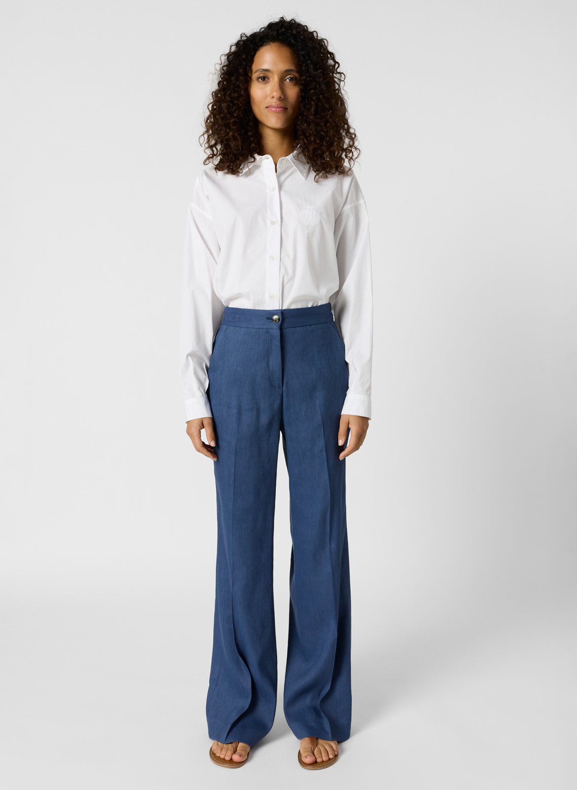 Pantalon droit en lin mélangé GERARD DAREL Bleu