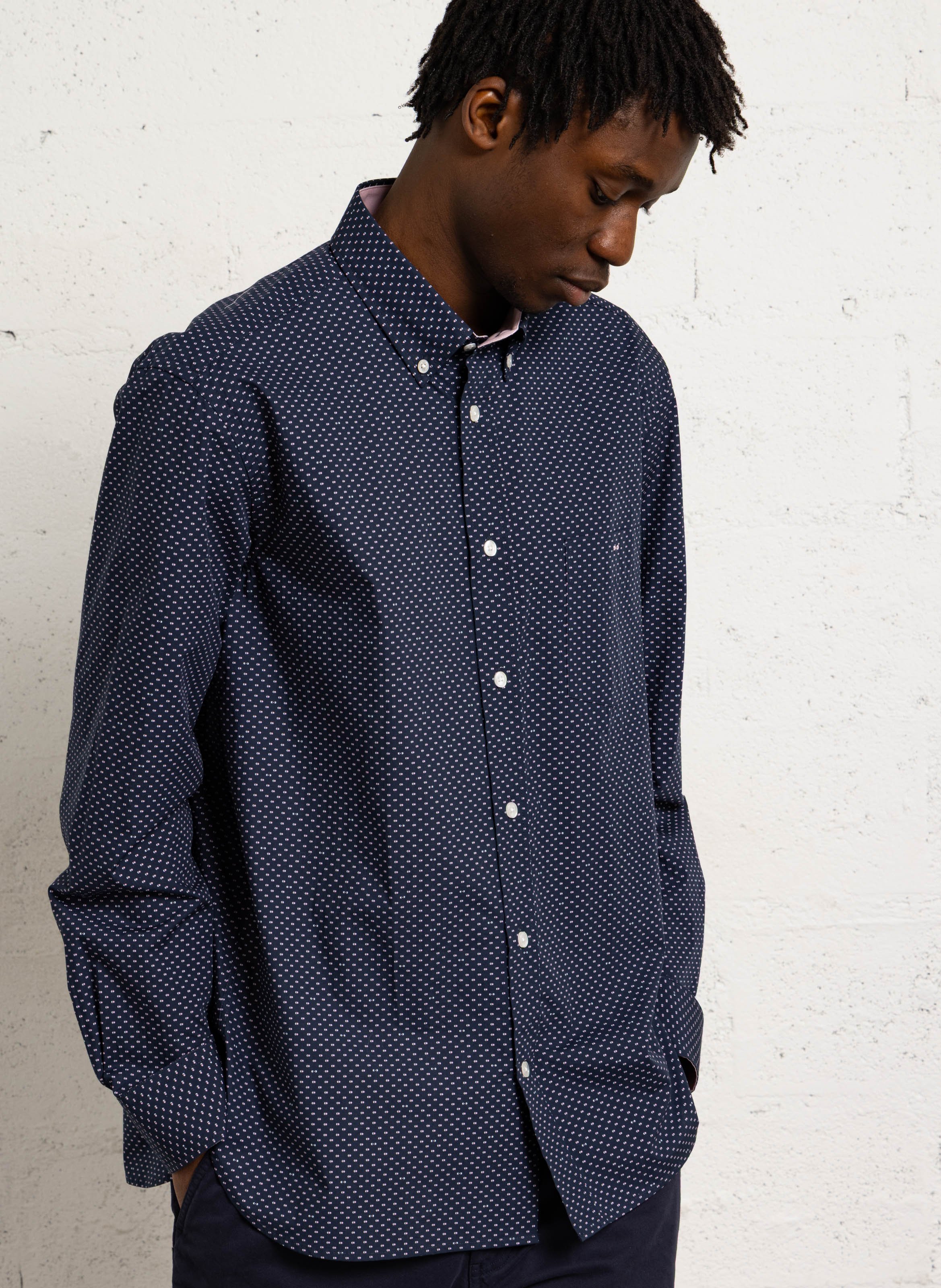 Chemise col classique manches contrastantes en coton EDEN PARK Pink