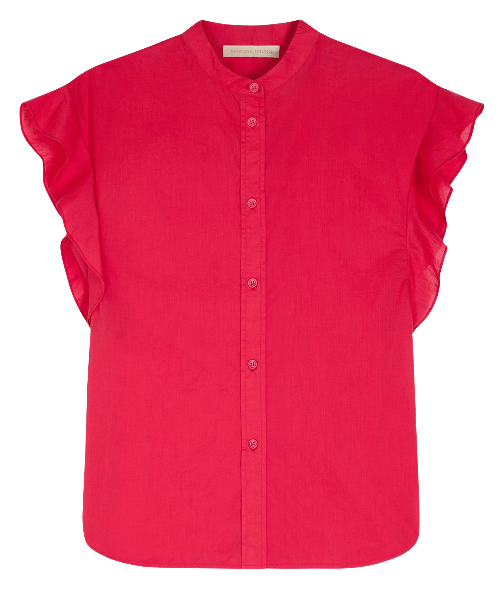 Blouse manches courtes à volants unie VANESSA BRUNO Rose