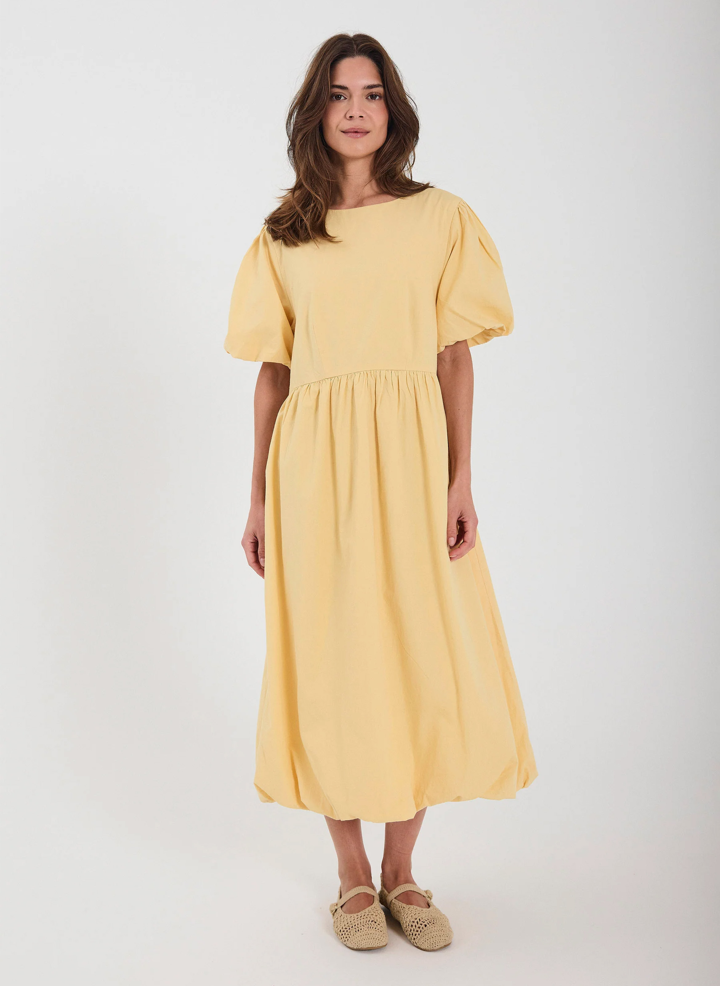 Long loose-fit cotton dress NORR Yellow