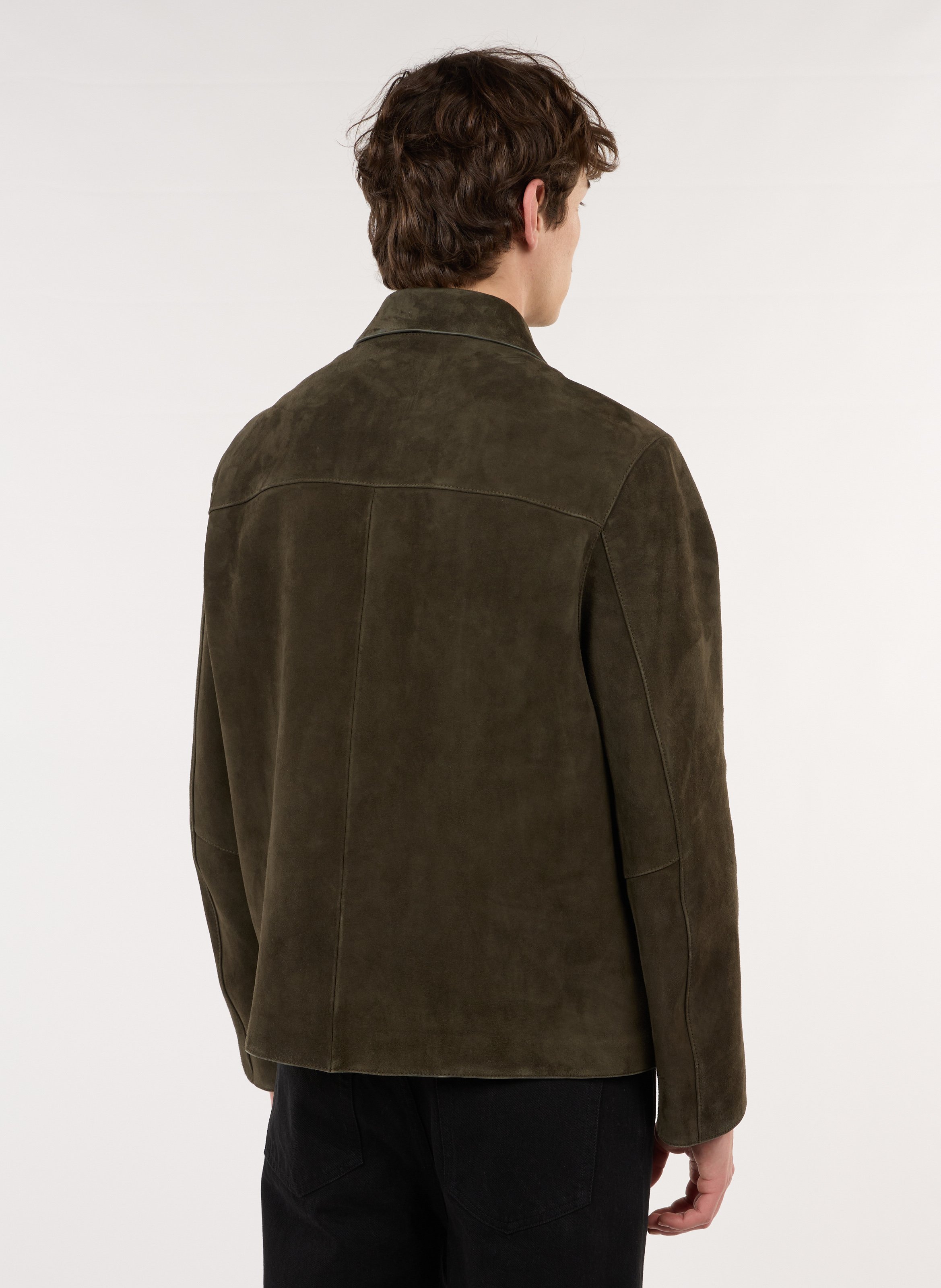 Gerade Lederjacke mit klassischem Kragen SAISON 1865 Khaki