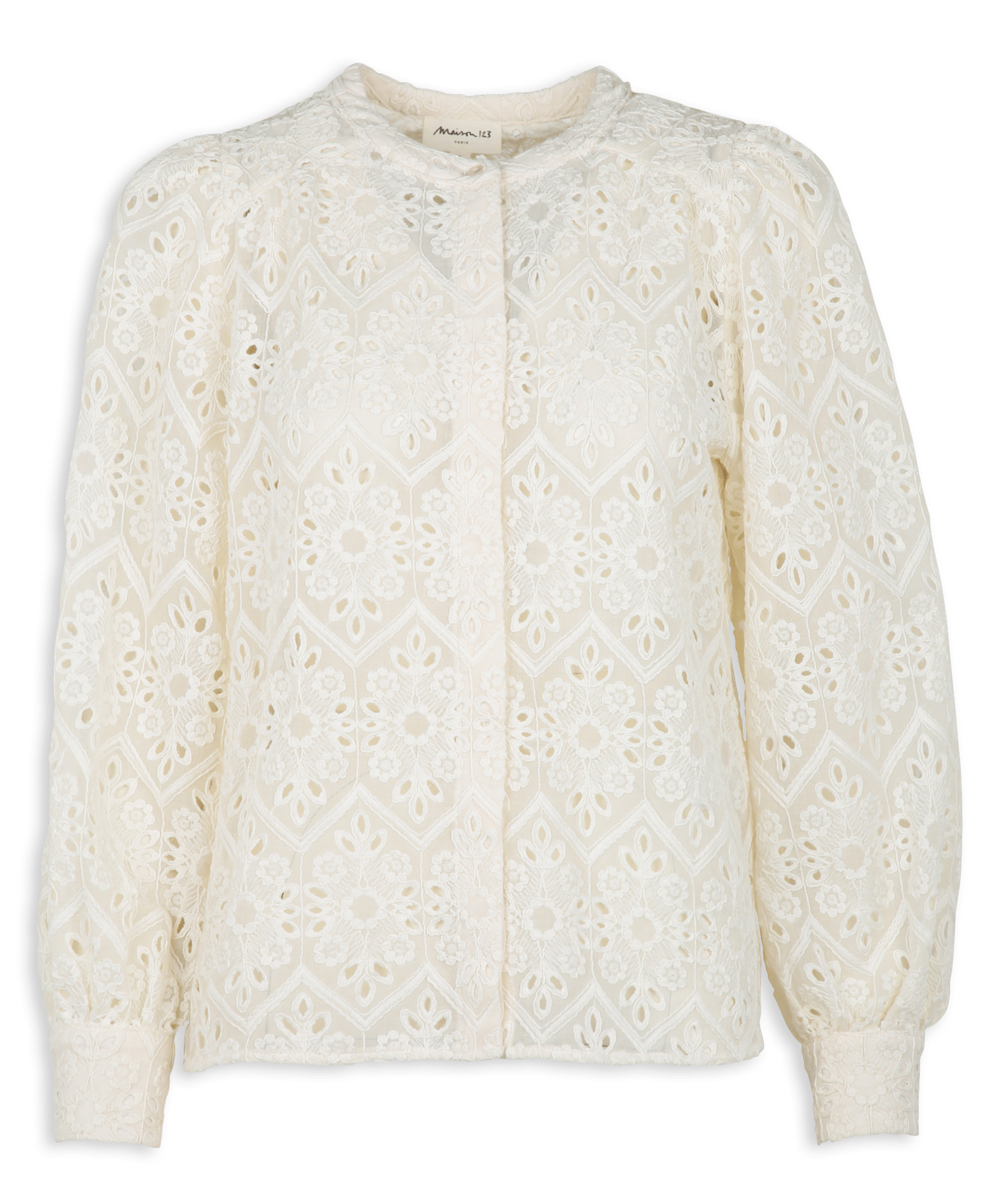 Straight shirt with round embroidered collar MAISON 123 Beige