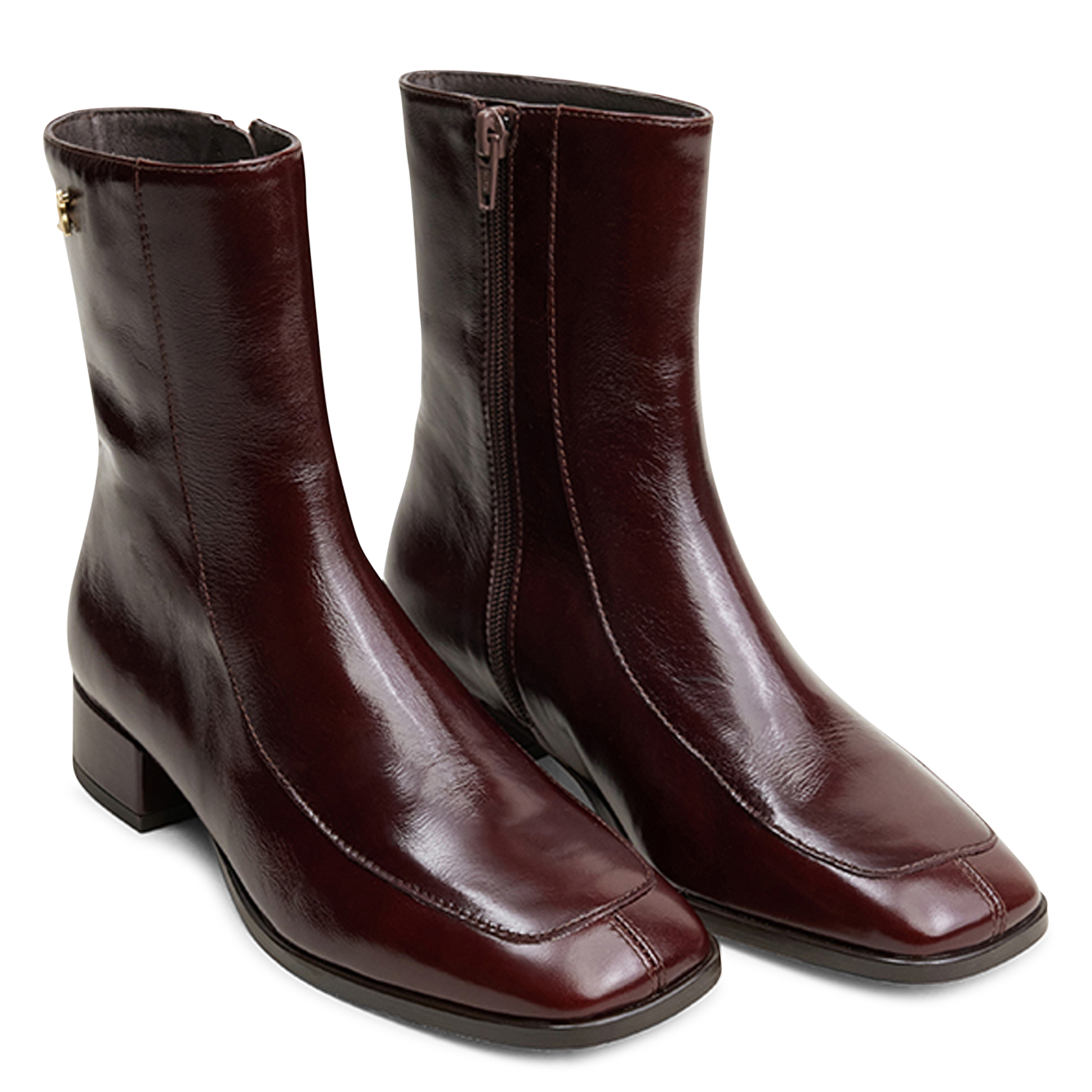 Aged leather mid-calf boots JONAK Brown