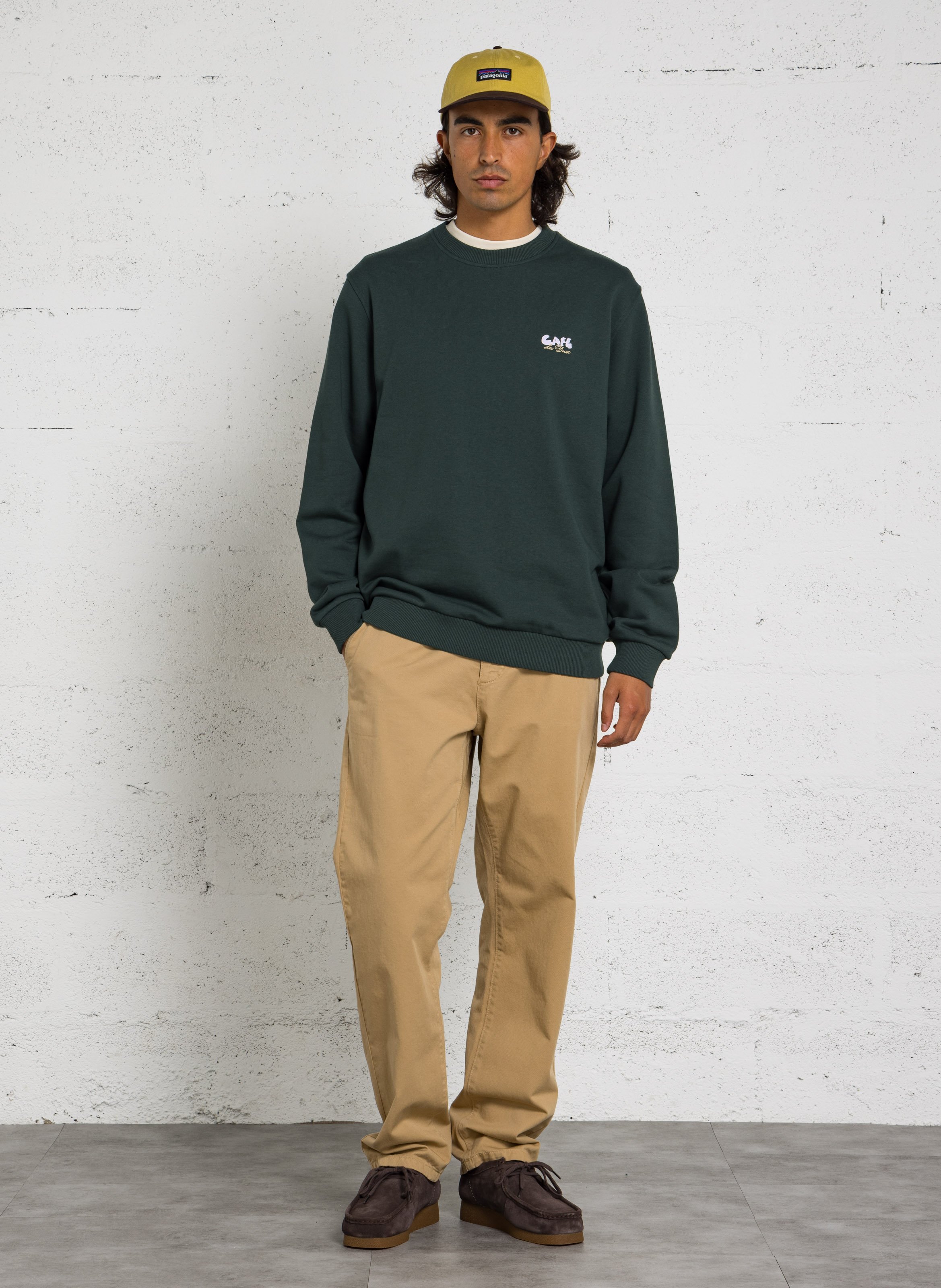 Sweat col rond en coton bio LES DEUX Vert