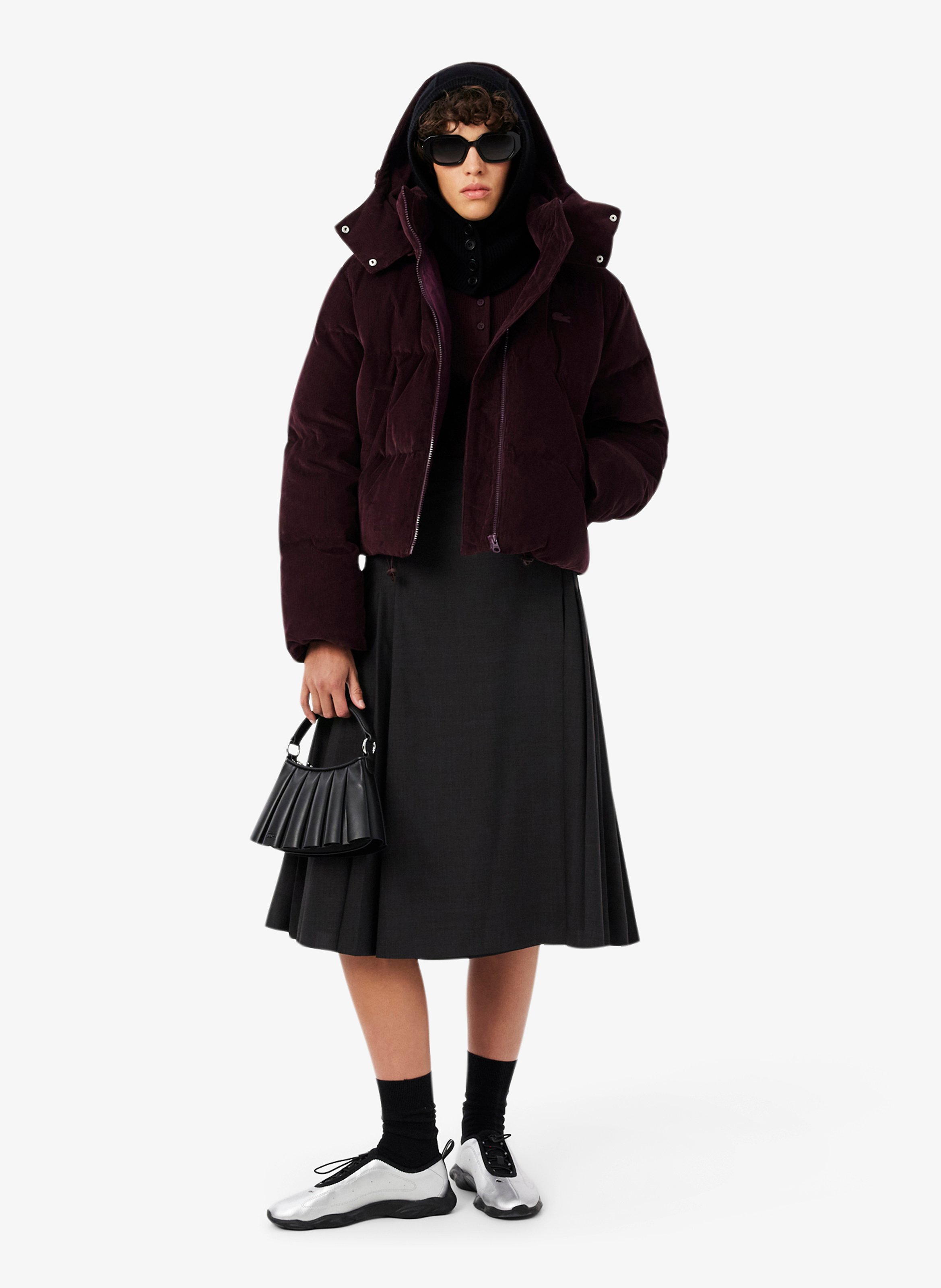 Merino wool hooded jacket LACOSTE Black