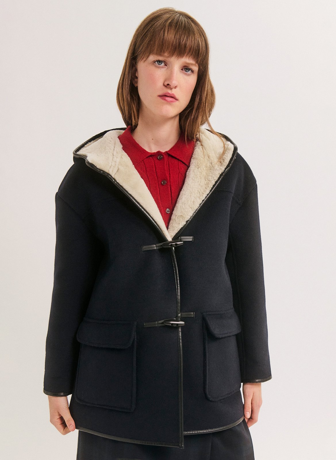 Manteau droit col à capuche PABLO Blauw