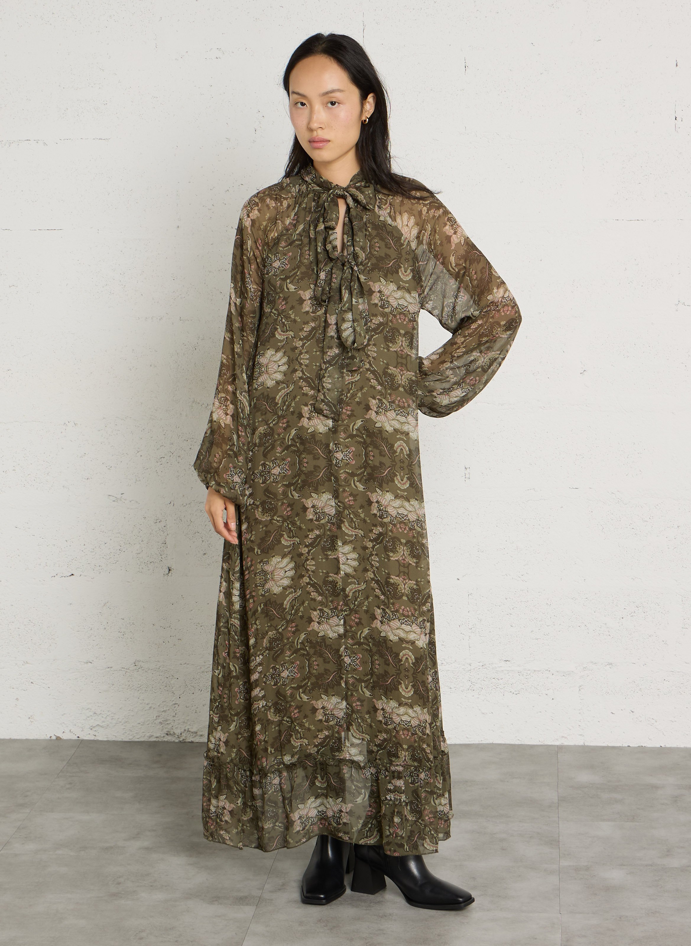 Long loose-fit printed dress BERENICE Multicolored