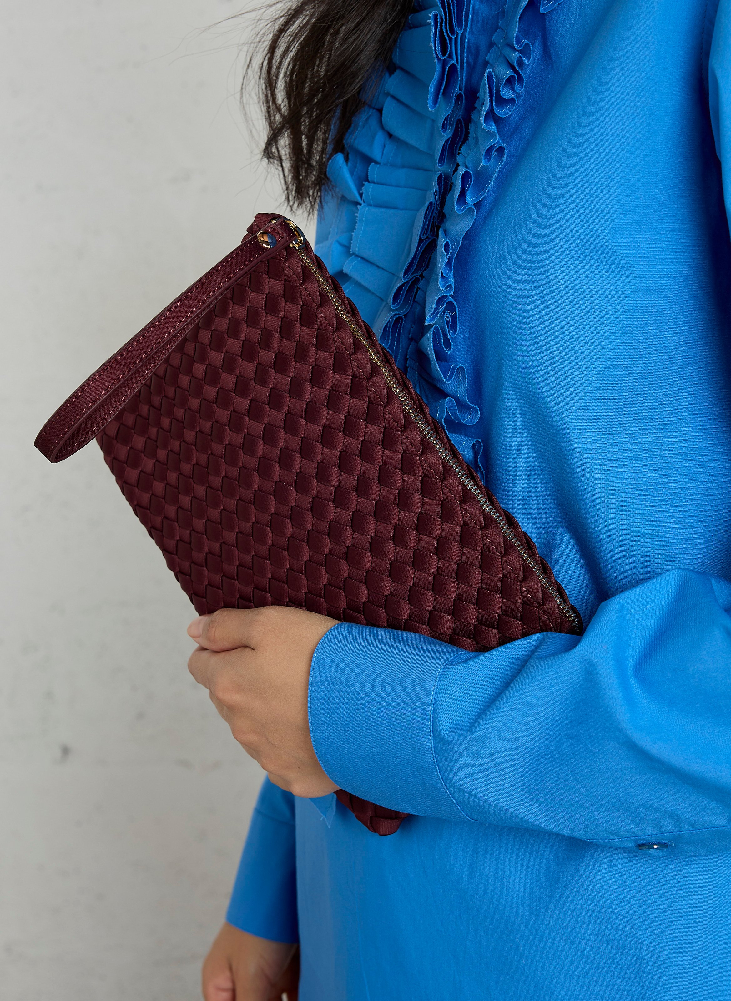 Astuccio con zip intrecciata MARREA Rosso