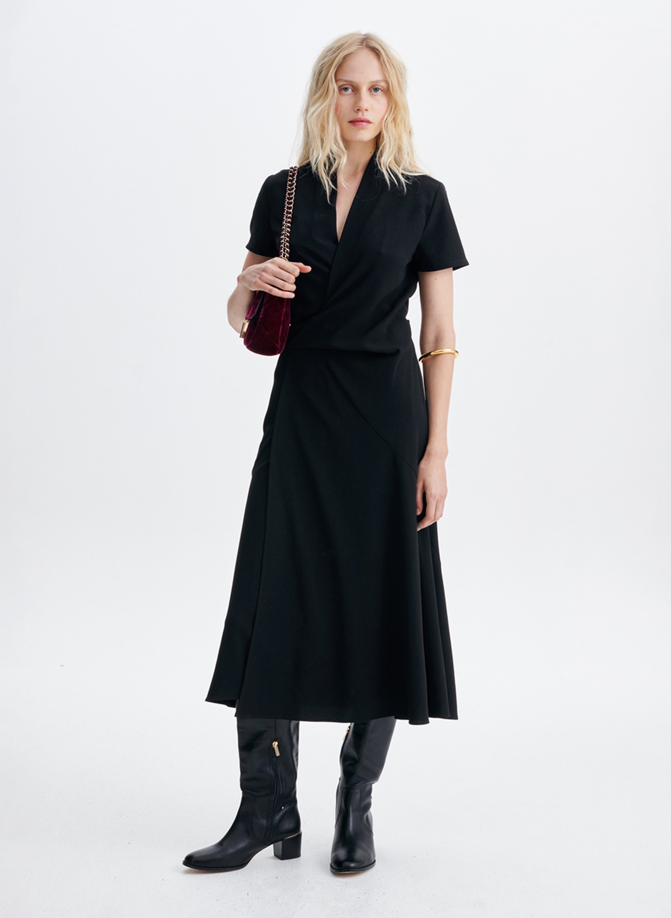 Robe midi portefeuille VANESSA BRUNO Zwart