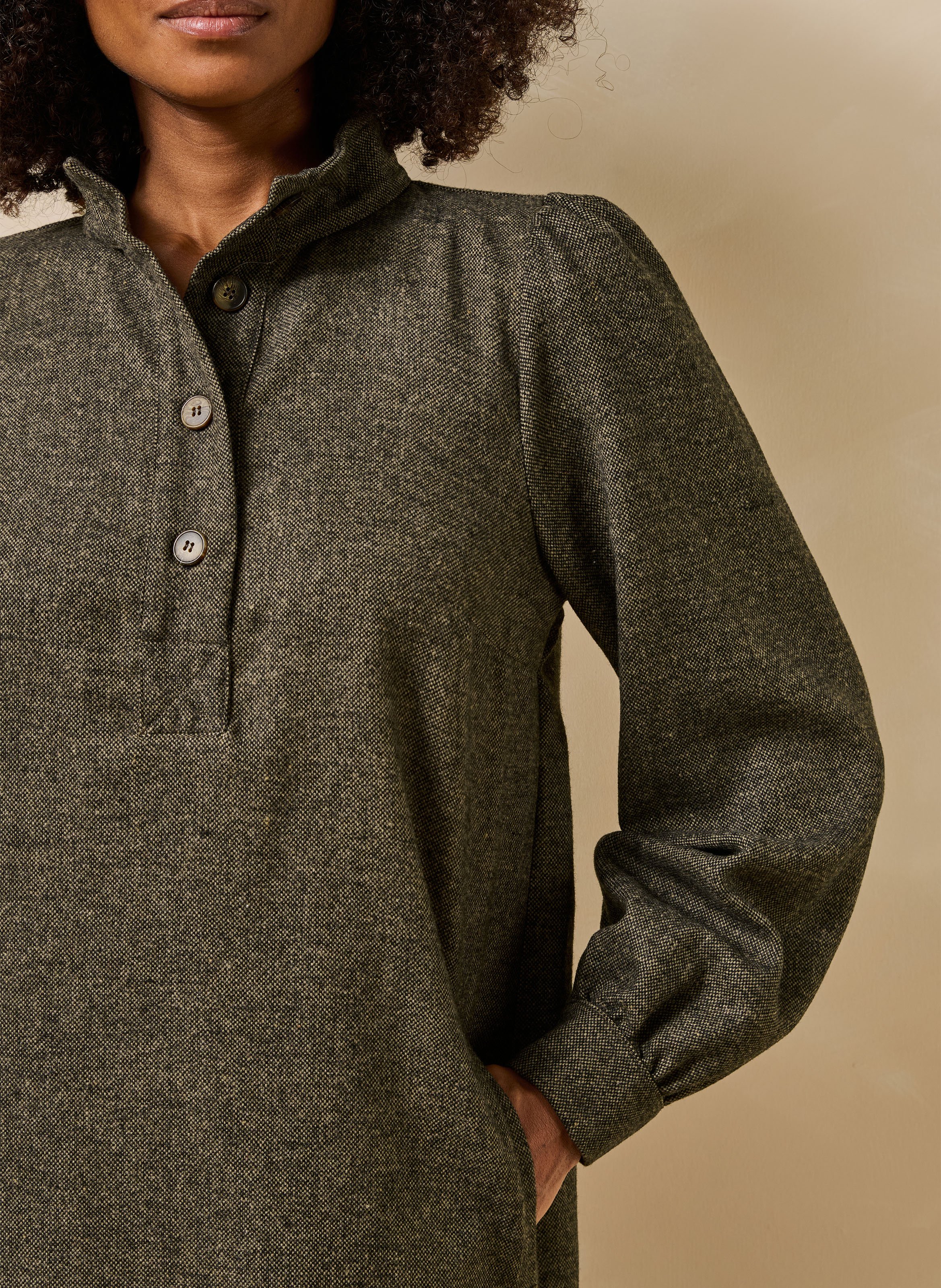 Robe ample à col montant boutonnée LA FEE MARABOUTEE Marron