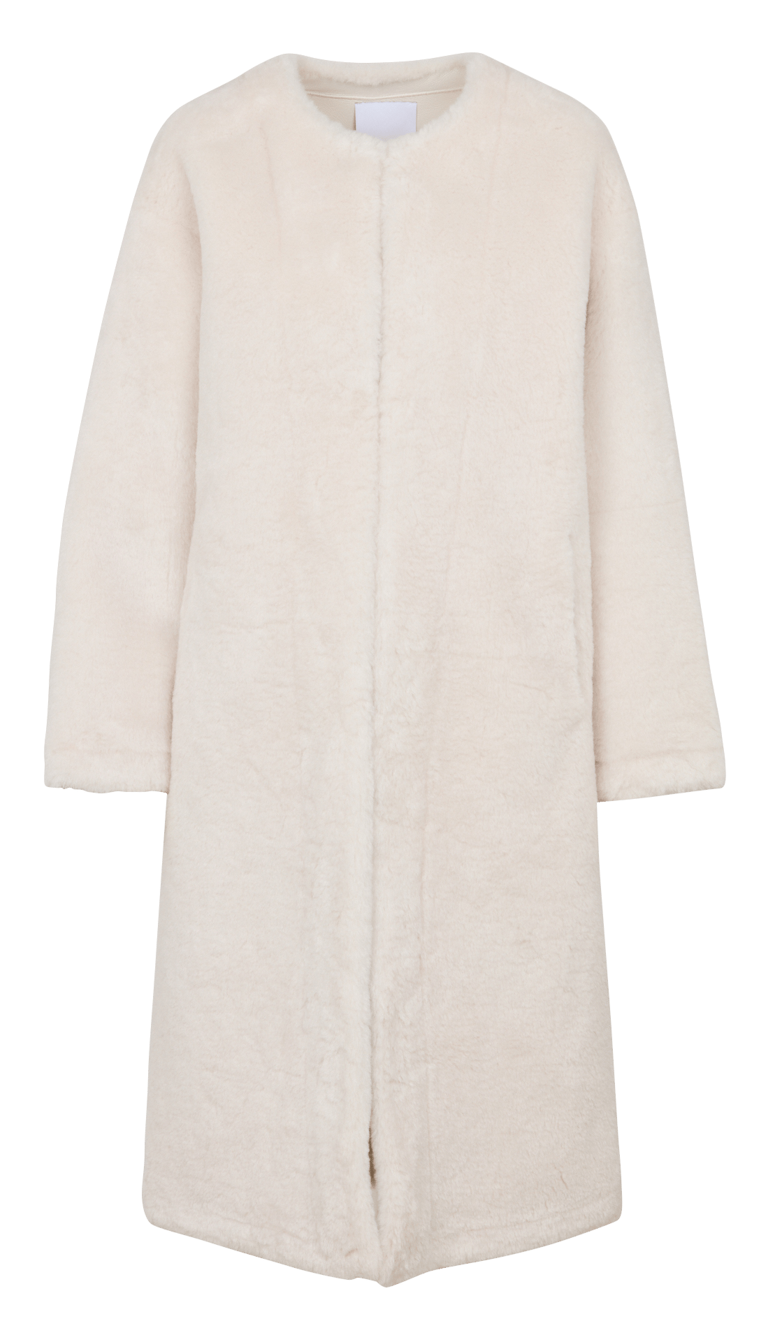 Straight round-neck faux fur-effect coat IKKS White